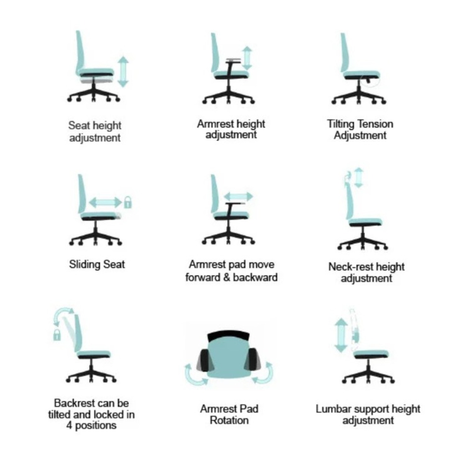  Ergonomic Office Chair Lumbar, Mesh Back + Head - image-7