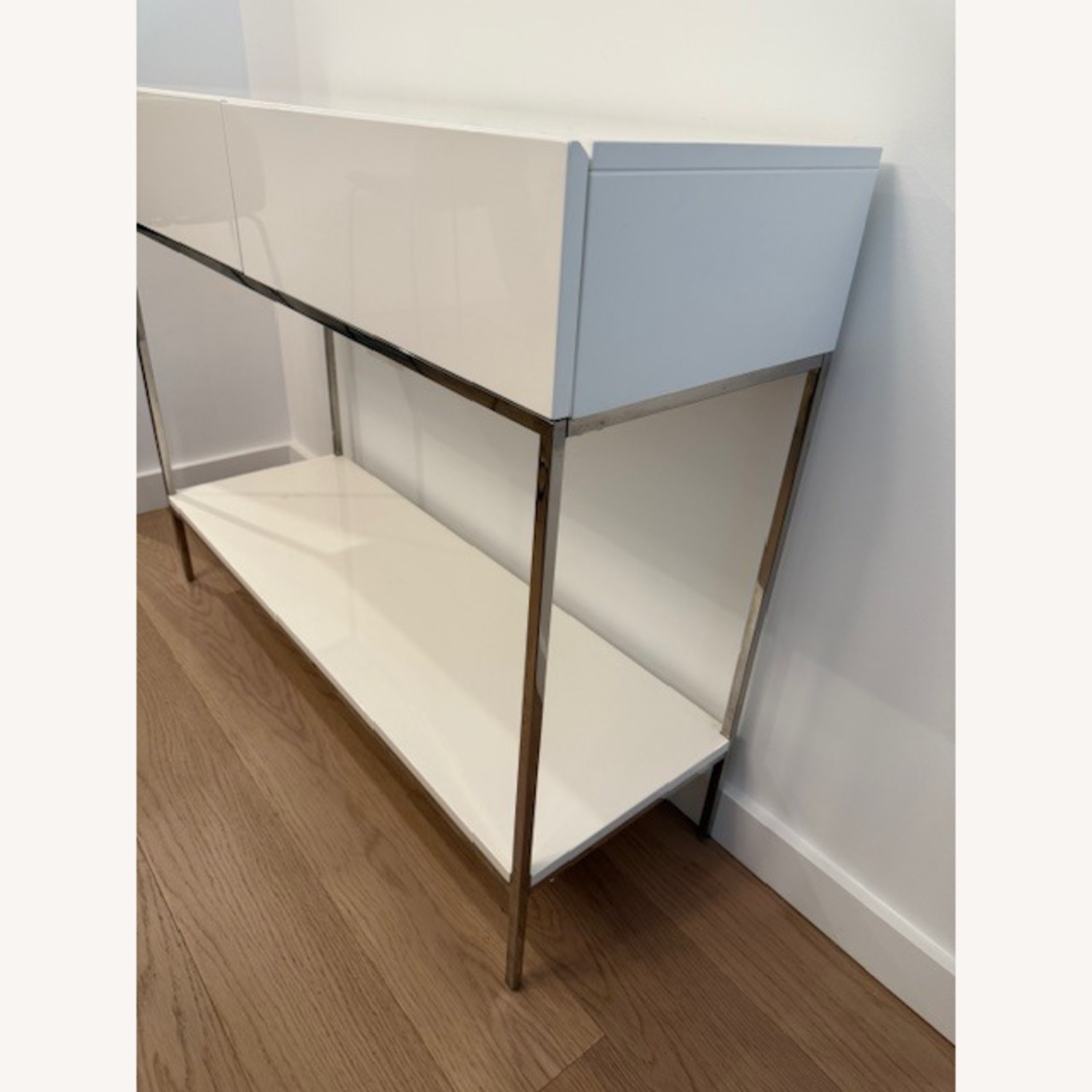 West Elm White Lacquer Console Table with Storage - image-2