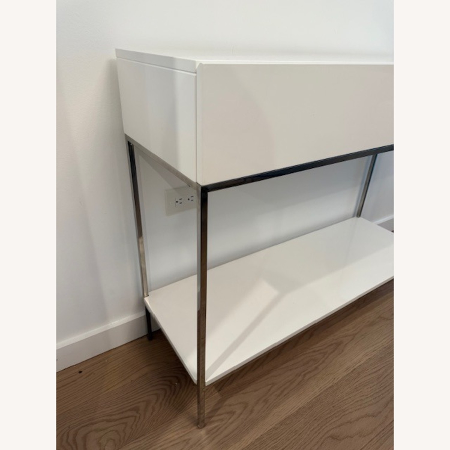 West Elm White Lacquer Console Table with Storage - image-3