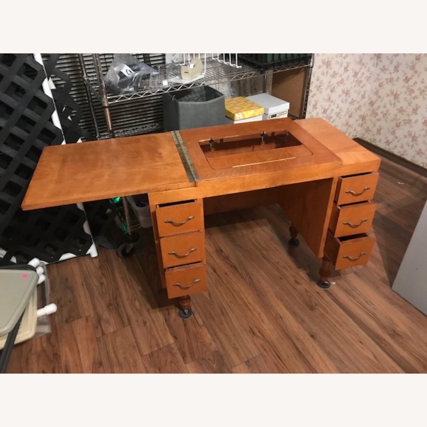 Vintage Sewing Machine Cabinet - image-1