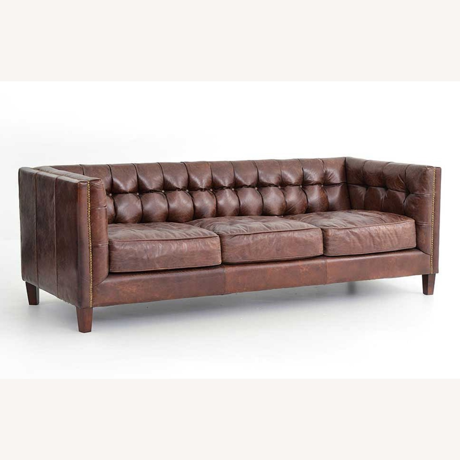Pottery Barn Burke Leather Sofa - image-0