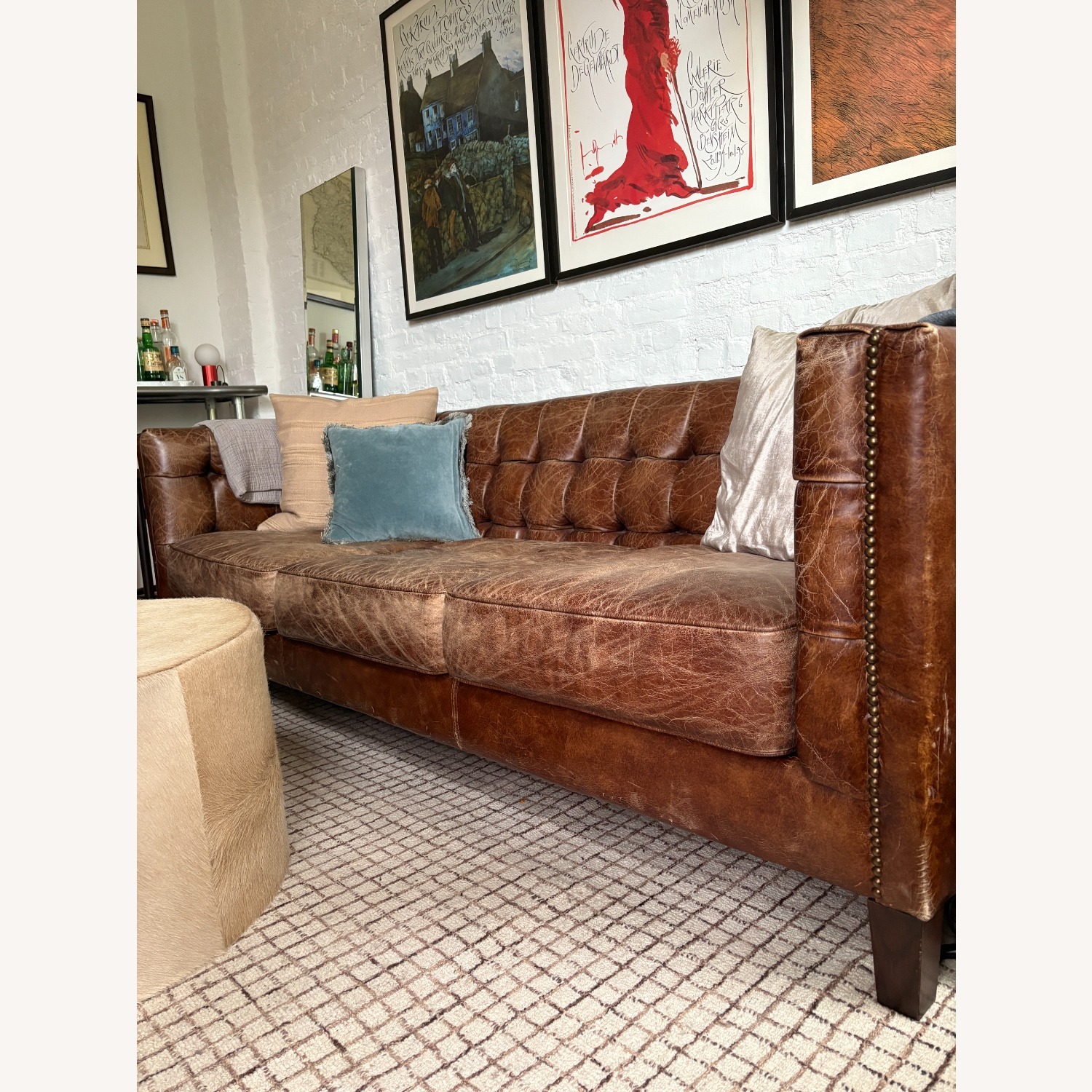 Pottery Barn Burke Leather Sofa - image-4