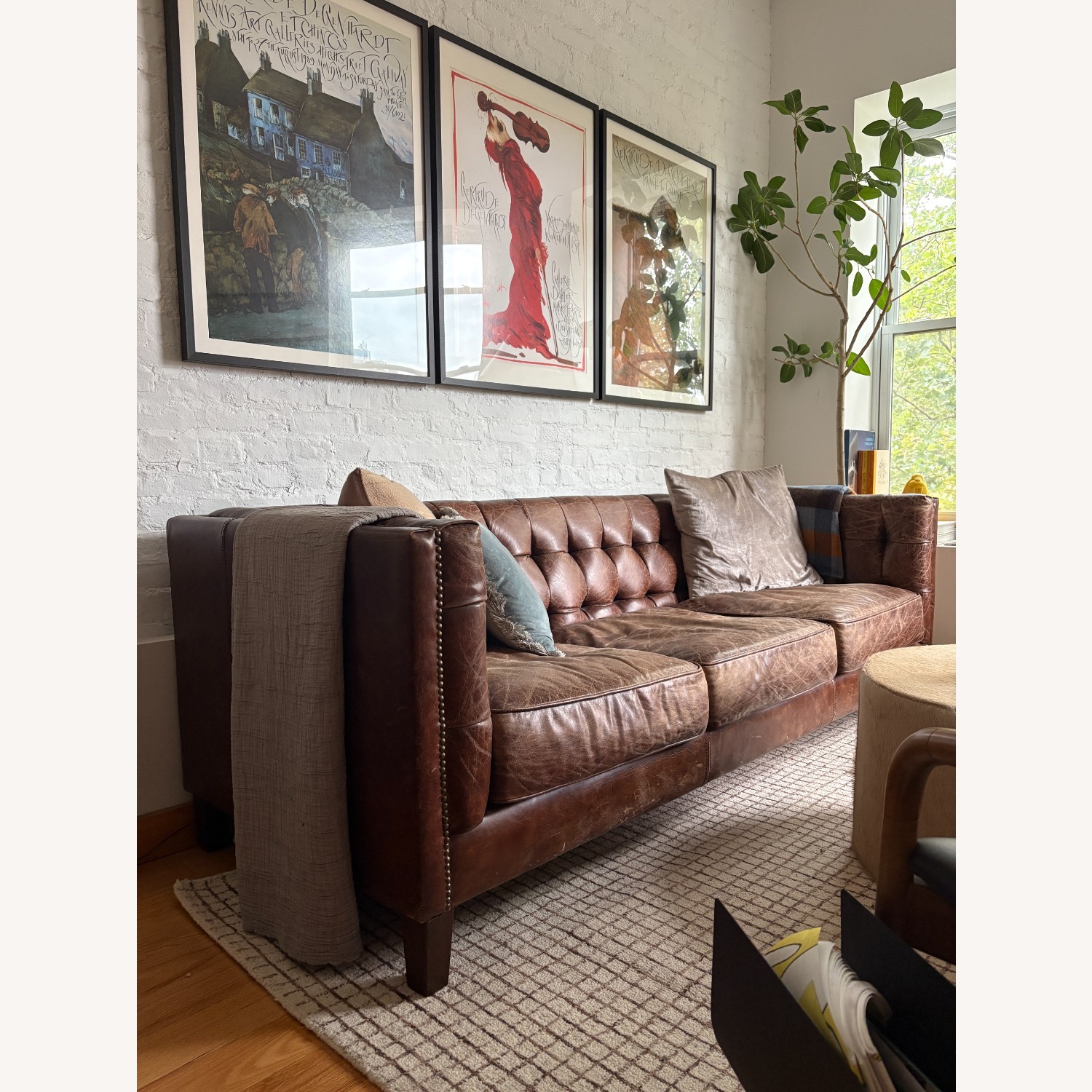 Pottery Barn Burke Leather Sofa - image-2