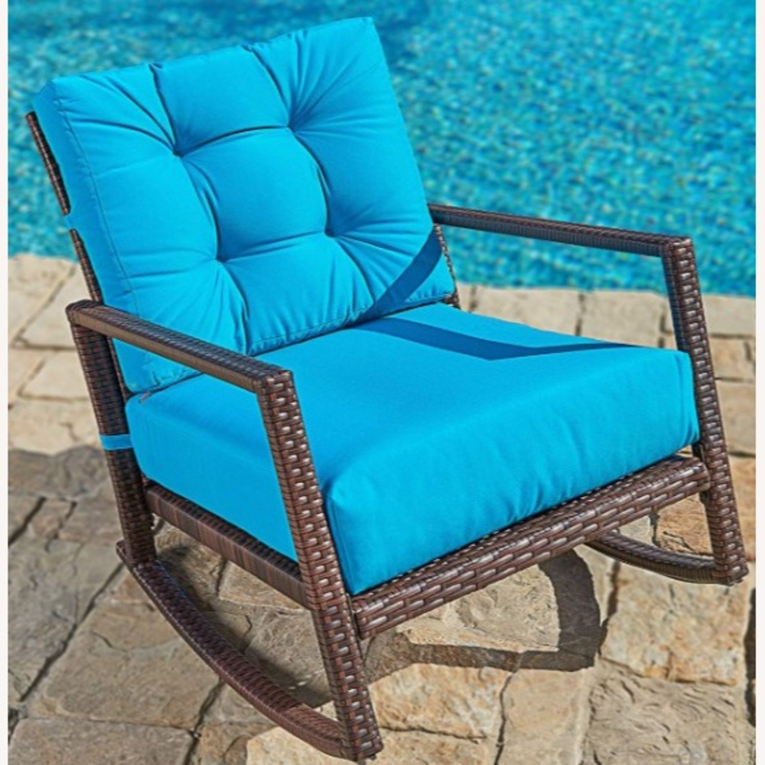 All-Weather Wicker Rocker Extra Thick Cushions - image-1
