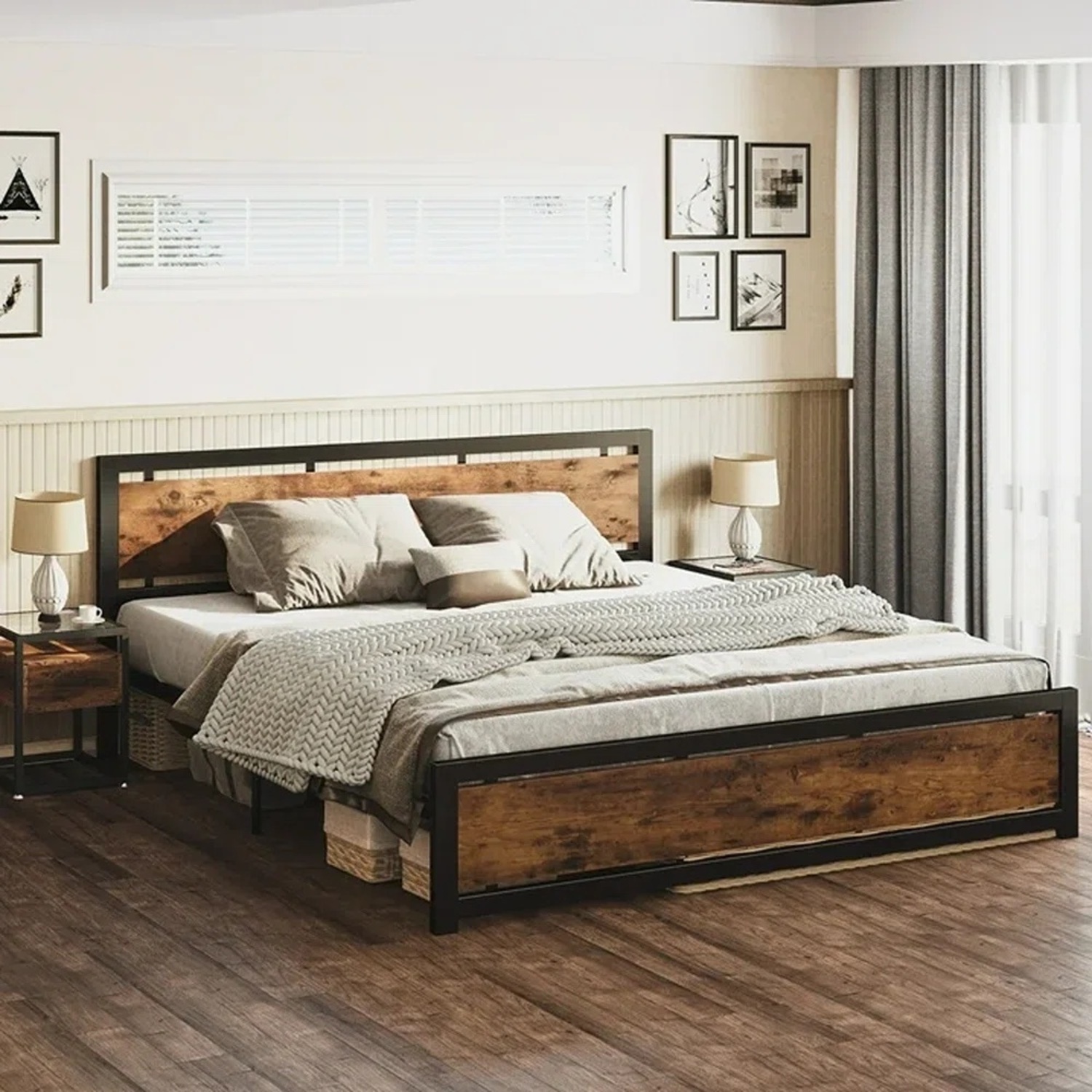 Vintage Brown Jacarla Metal Platform Bed  - image-7