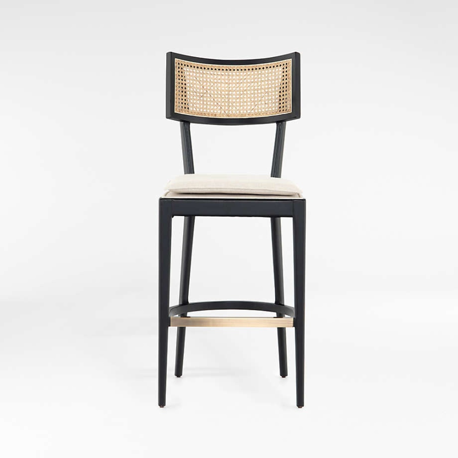 Crate & Barrel Libby Black and Natural Cane Stools - image-4