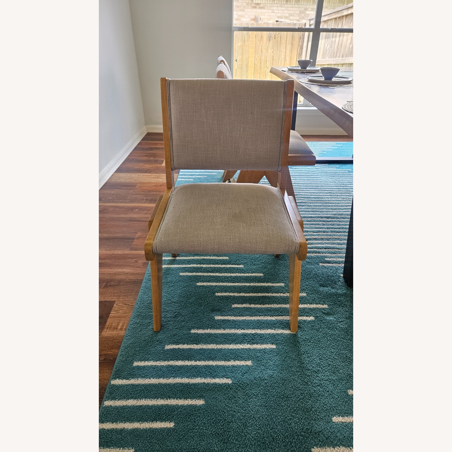 Upholstered Dining Chairs Wood Legs Linen Padded - image-1