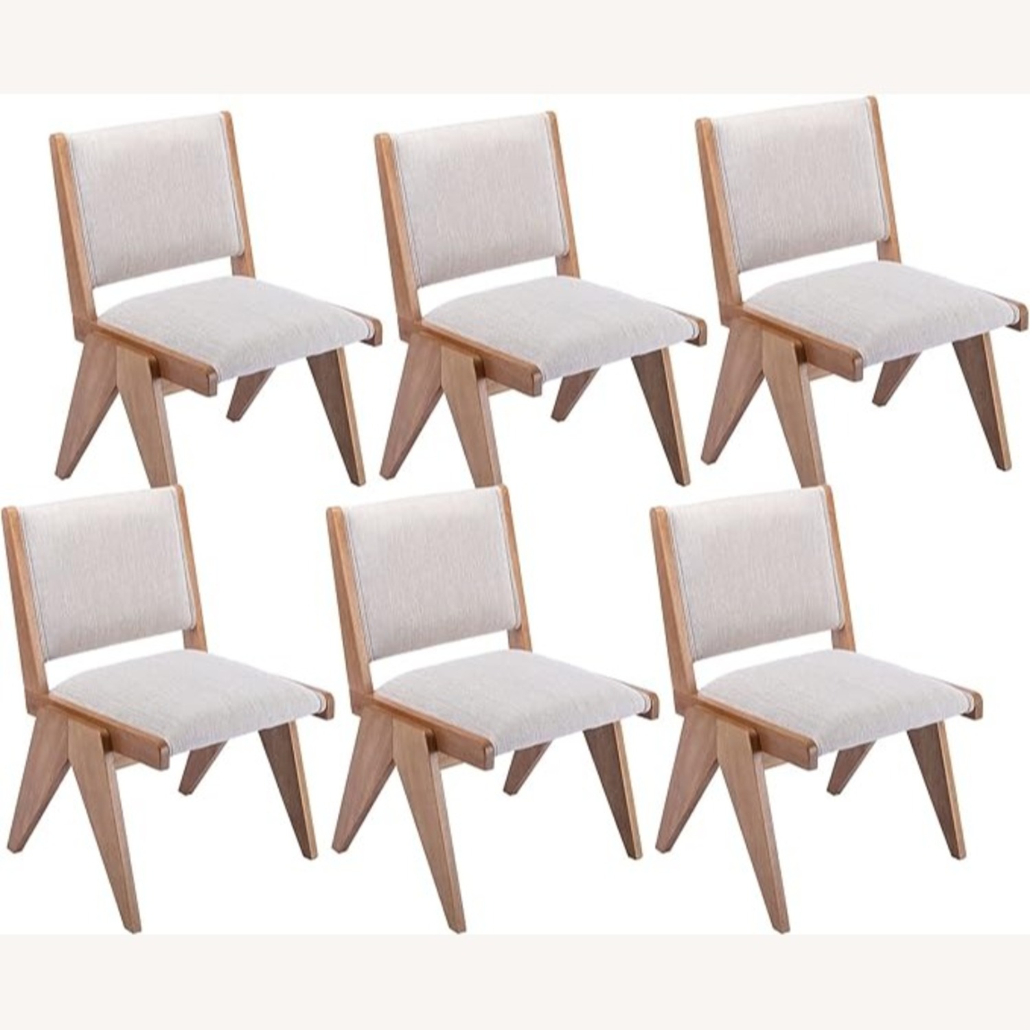 Upholstered Dining Chairs Wood Legs Linen Padded - image-4