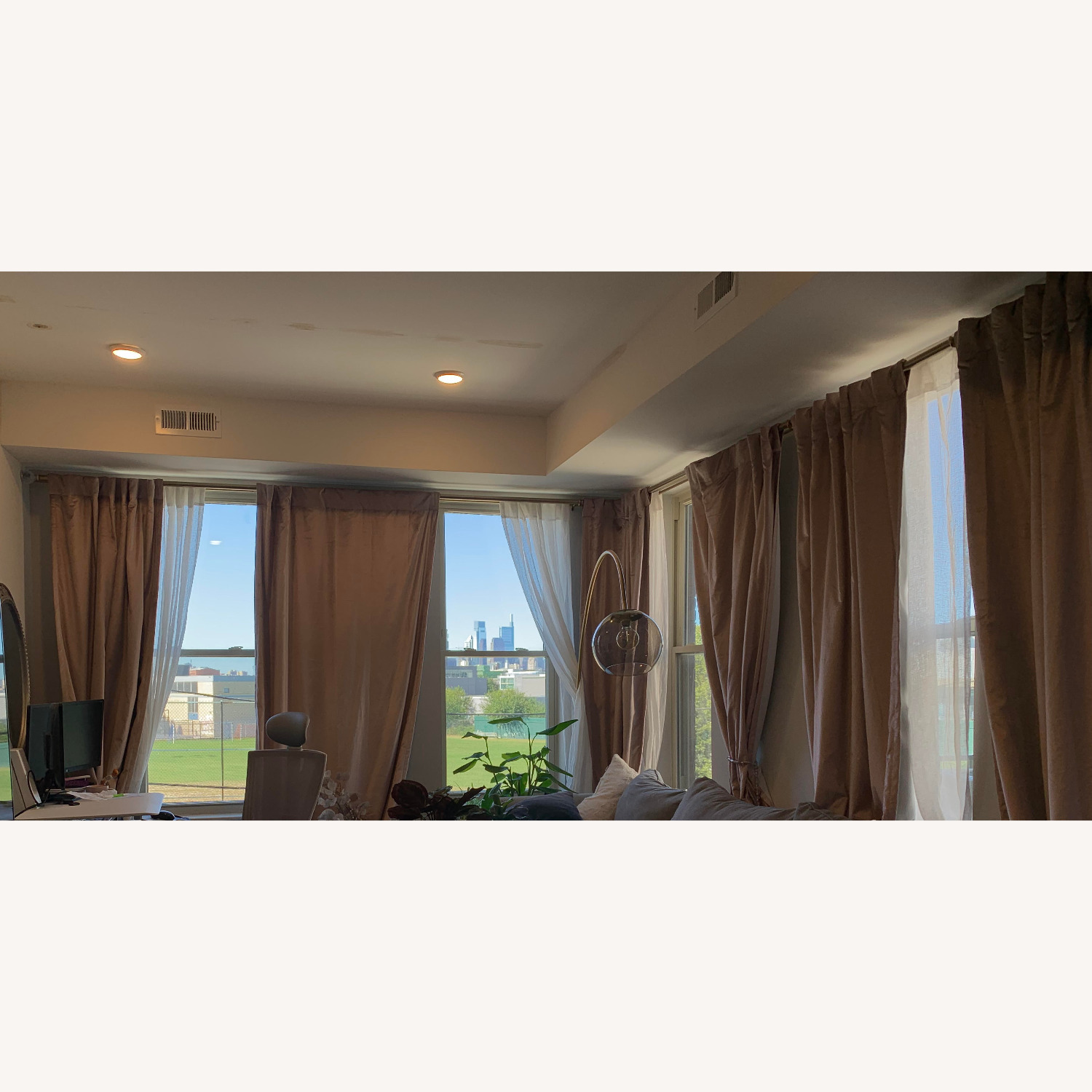 West Elm Pink Velvet Blackout Curtains and Rod - image-2