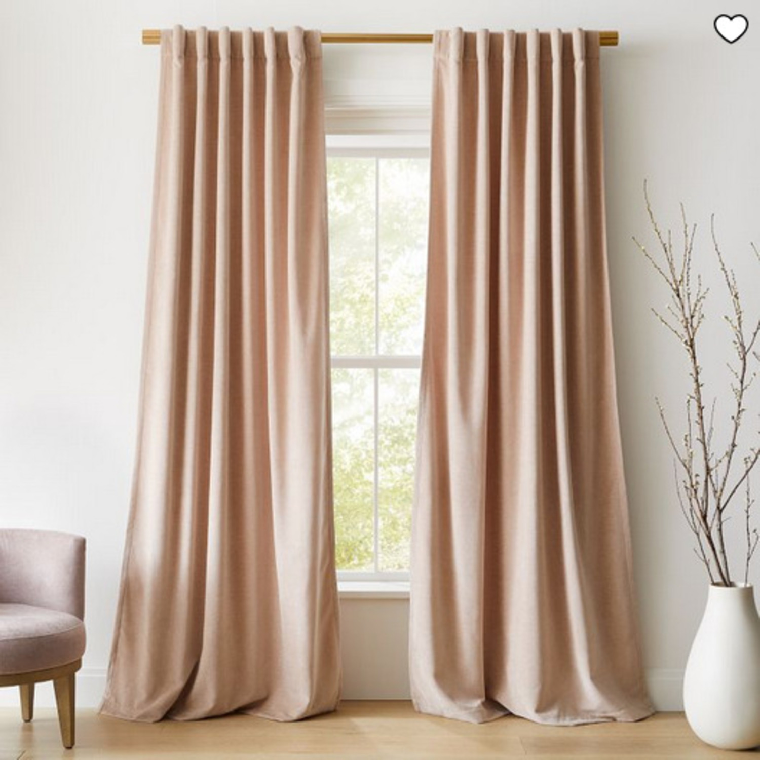 West Elm Pink Velvet Blackout Curtains and Rod - image-1