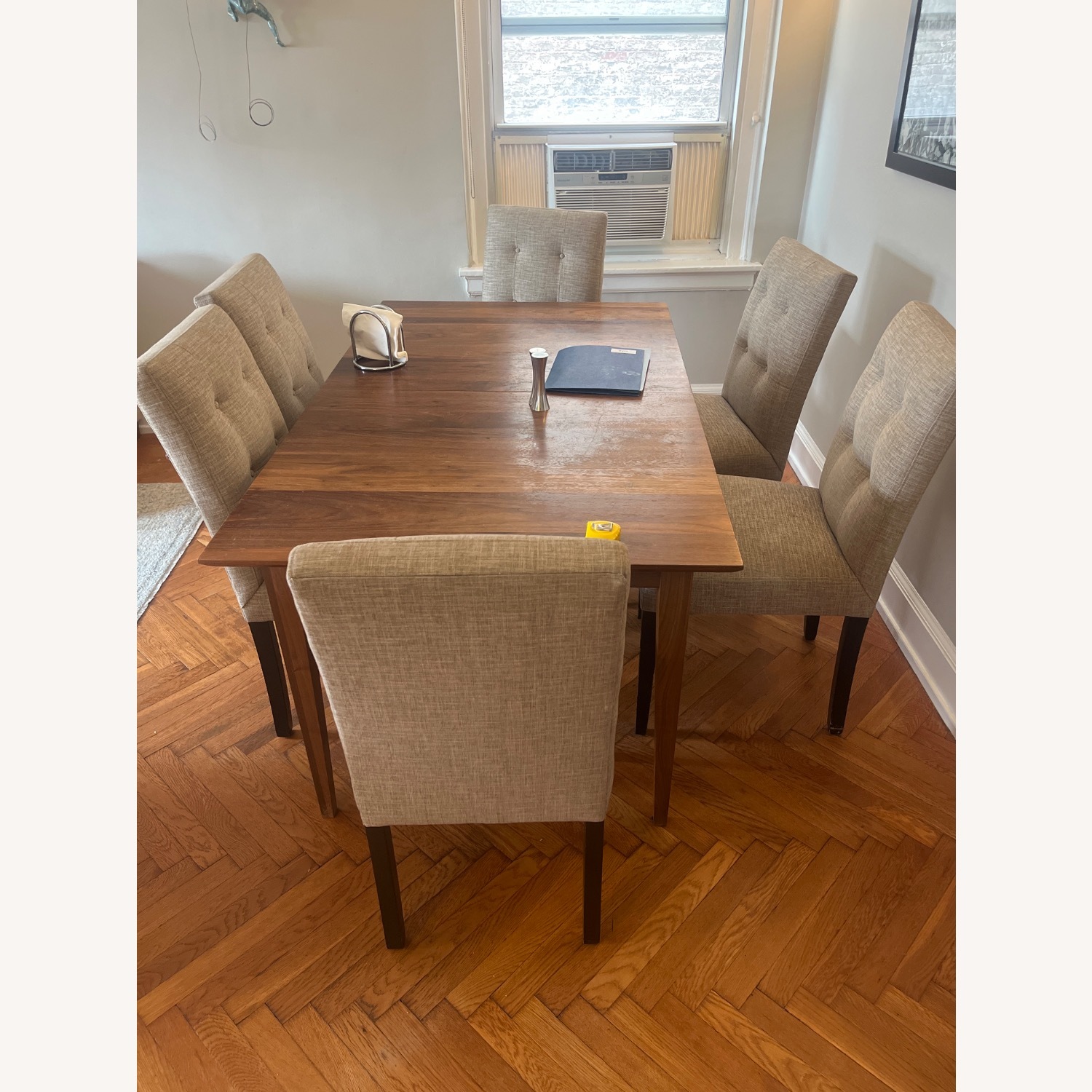 Crate & Barrel Upholstered Dining Chairs - image-6