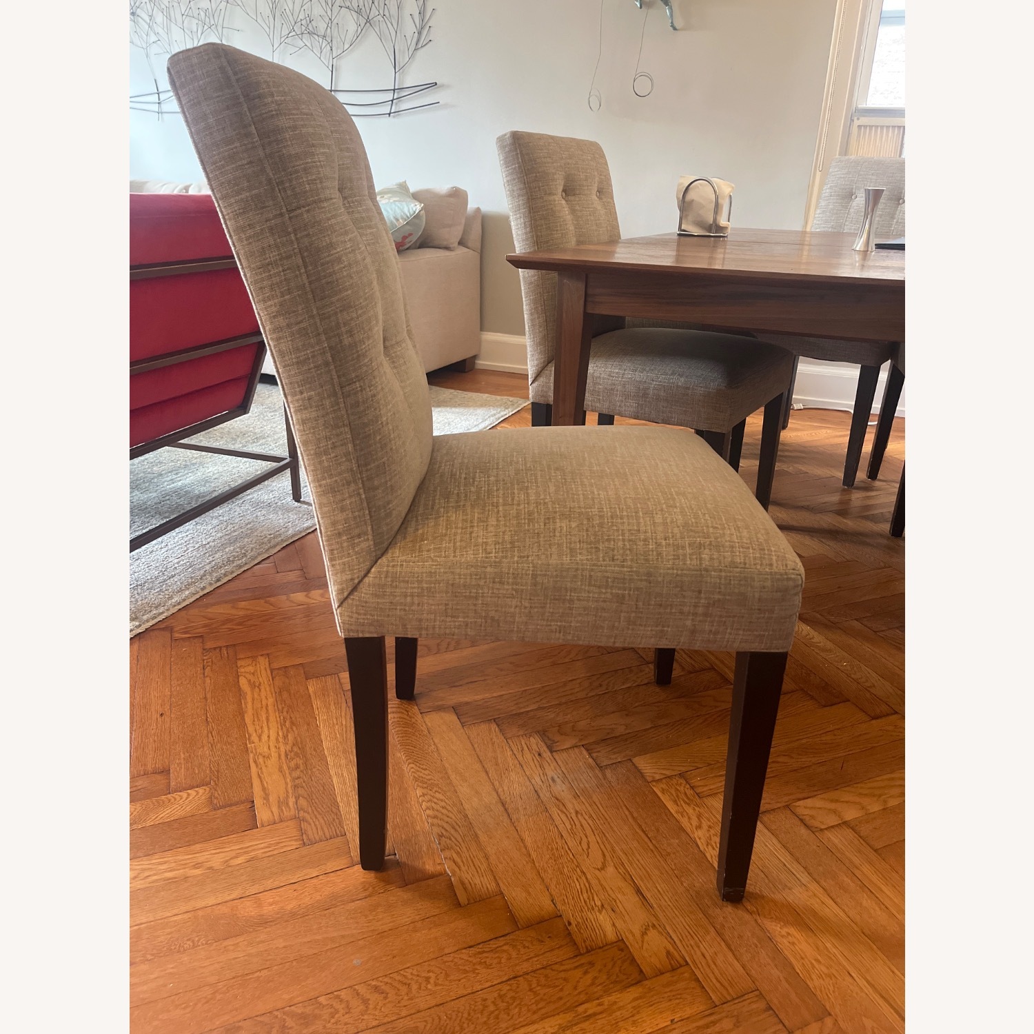 Crate & Barrel Upholstered Dining Chairs - image-3