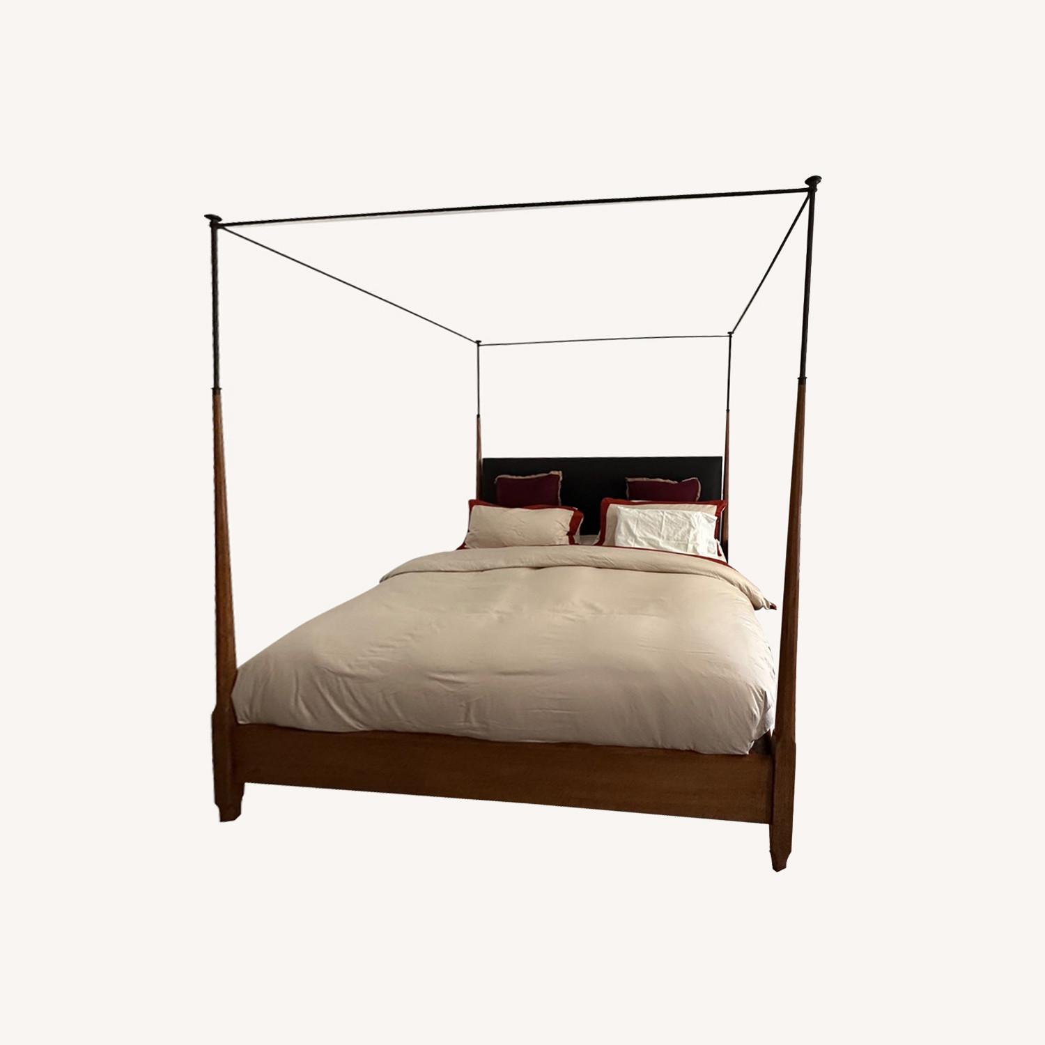 Rose Tarlow Walnut and Iron Four Poster Bed, King - image-0
