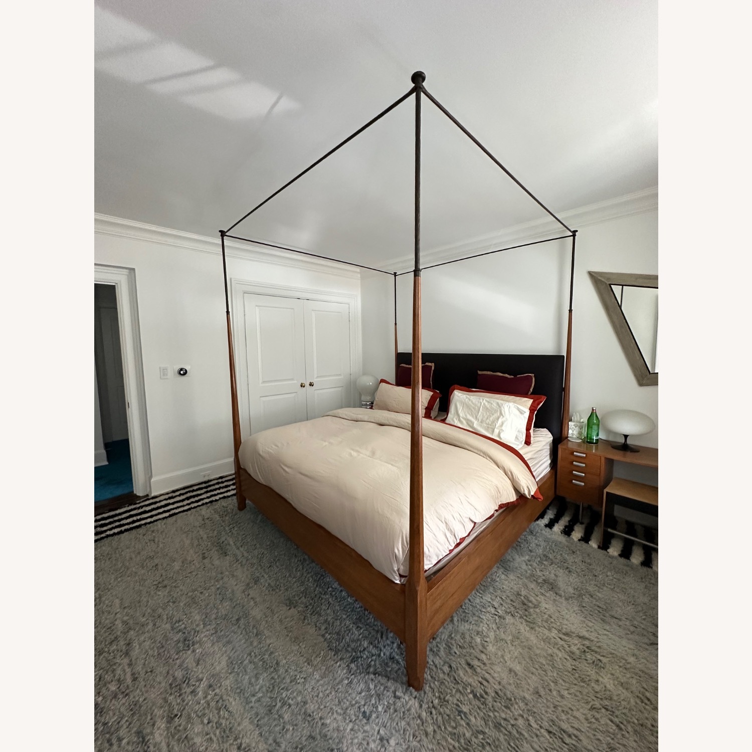 Rose Tarlow Walnut and Iron Four Poster Bed, King - image-1