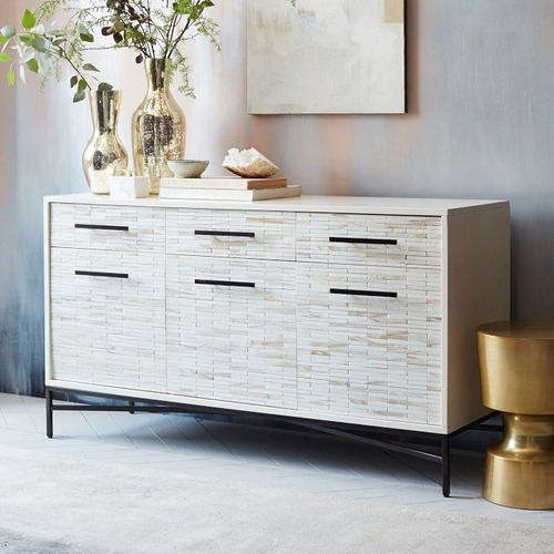 Used  West Elm Tiled 54" Buffet Media Con White Wash for sale on AptDeco