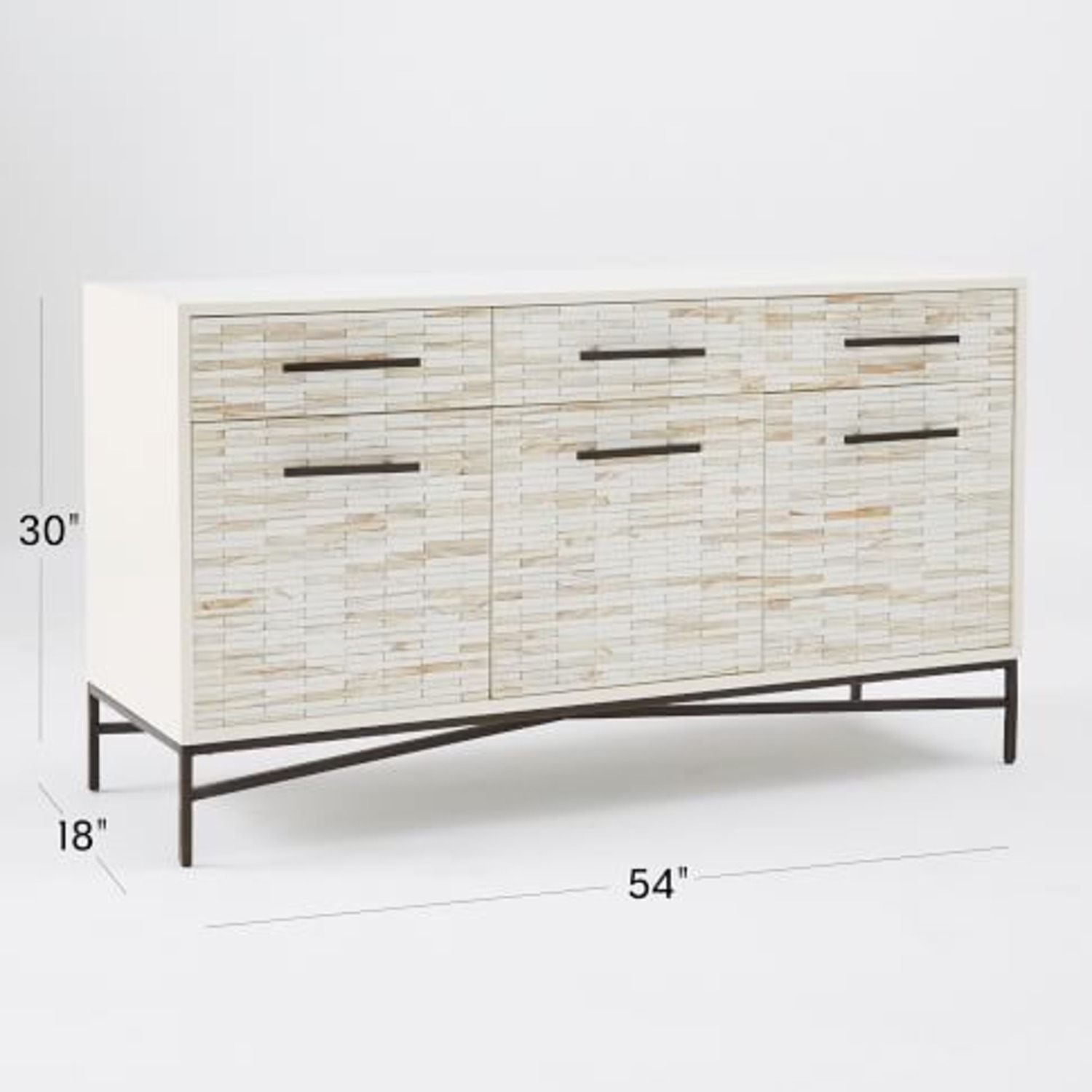 West Elm Tiled 54" Buffet Media Con White Wash - image-1