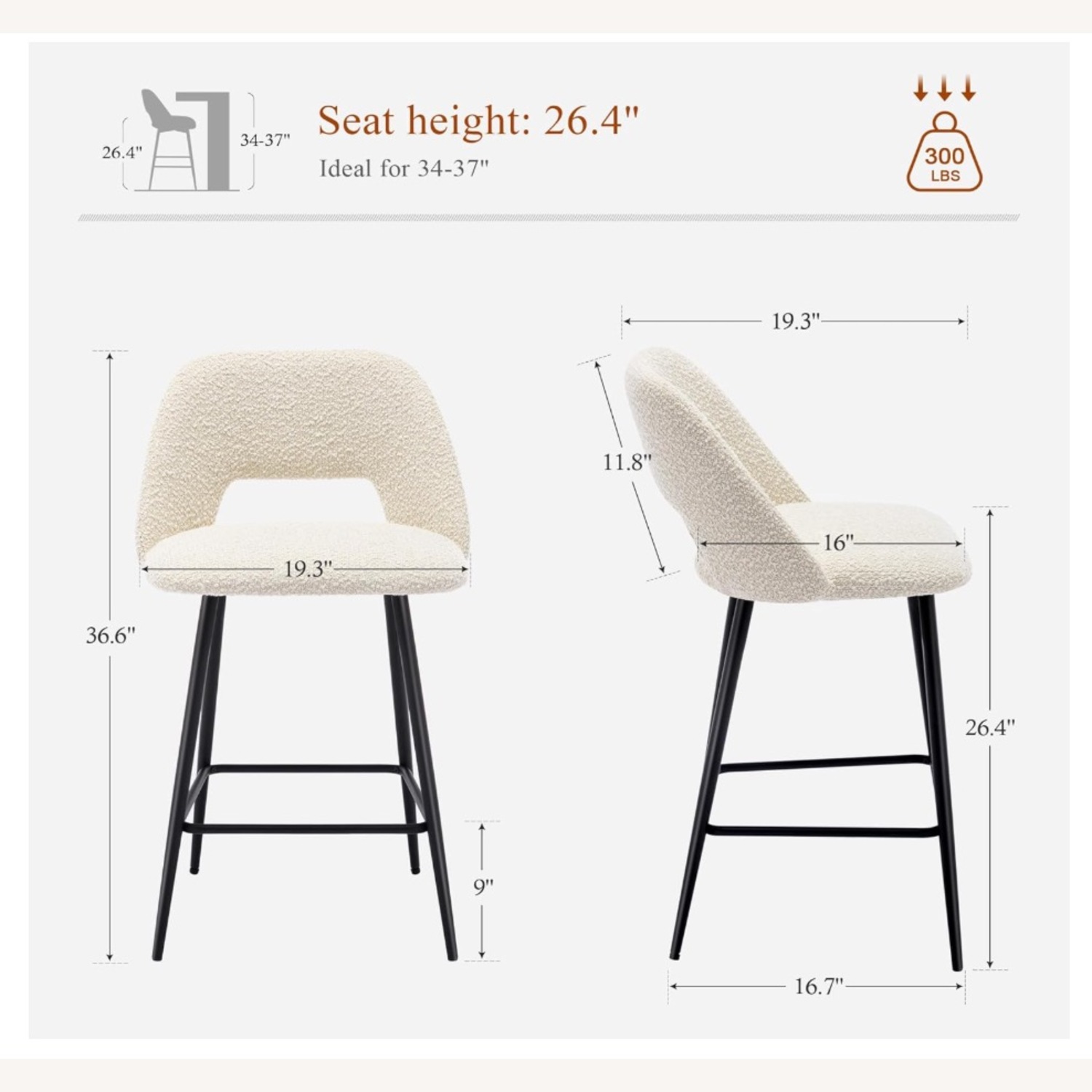 Amazon Boucle 27” Barstools - image-2