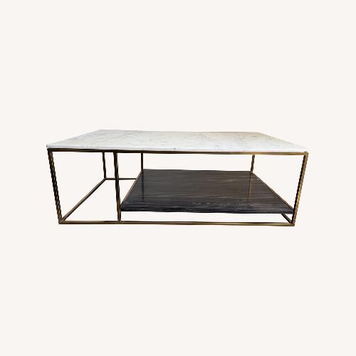 Used CB2 Two-Toned Tiered Marble Coffee Table for sale on AptDeco