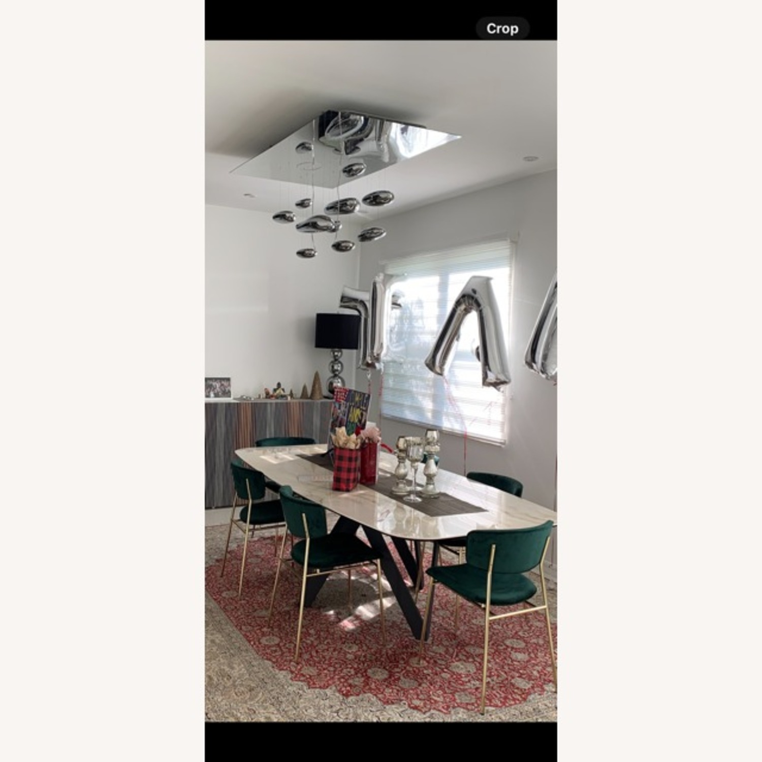 Cartesio Ceramic Table 6 Gold Frame Green Chairs - image-2