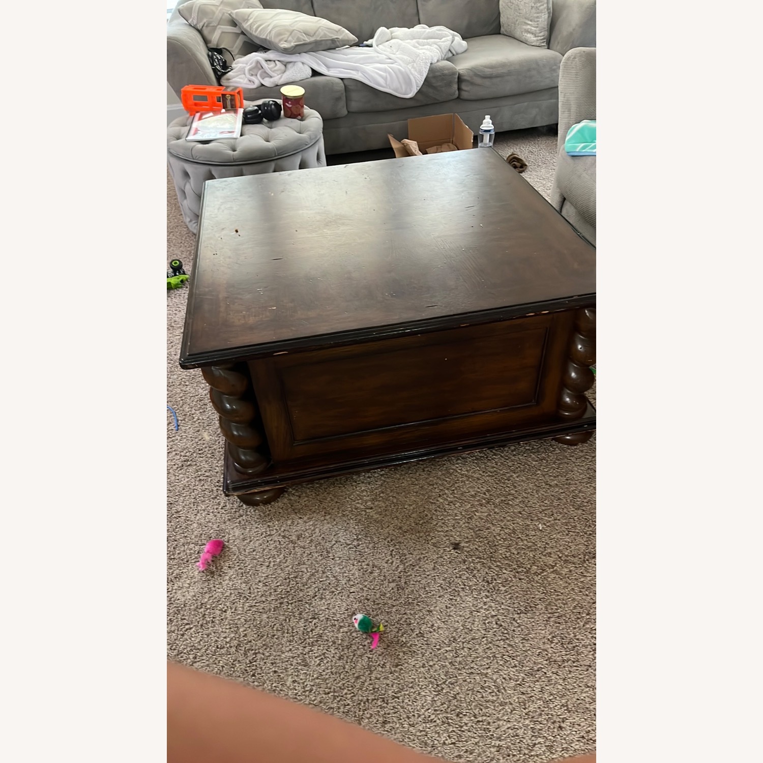 Dark Brown Wood Coffee Table - image-1