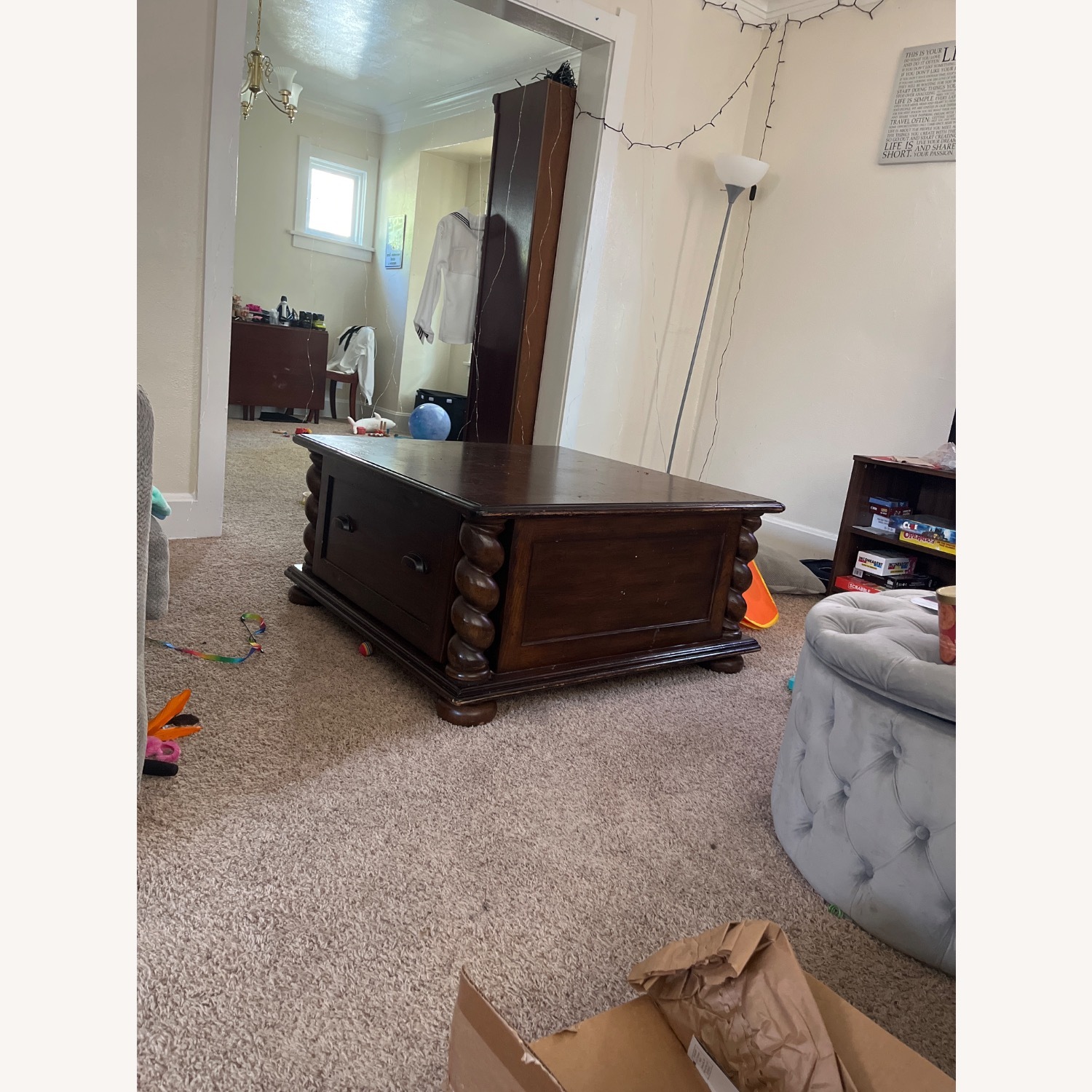 Dark Brown Wood Coffee Table - image-2