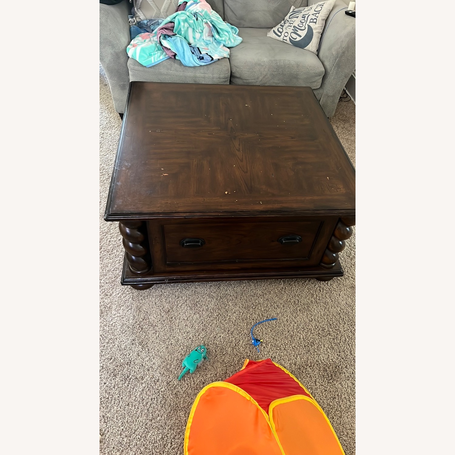 Dark Brown Wood Coffee Table - image-3