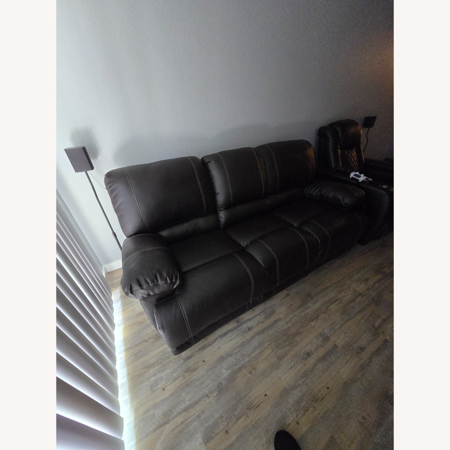 81" Leather Match Pillow Top Arm Reclining Sofa - image-1