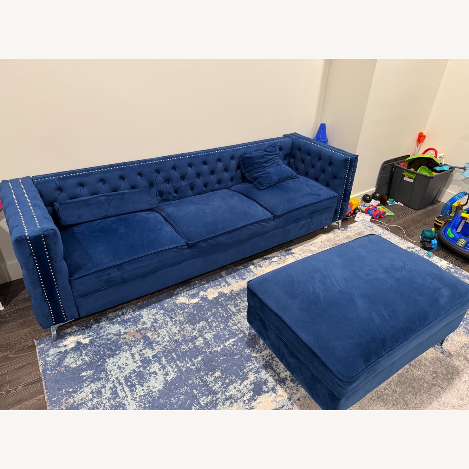 Wayfair Blue Velvet Sofa with Chaise - image-2