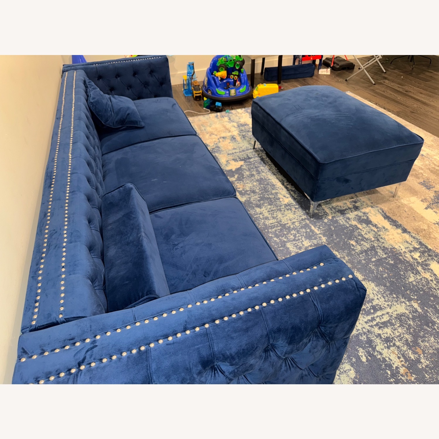 Wayfair Blue Velvet Sofa with Chaise - image-7