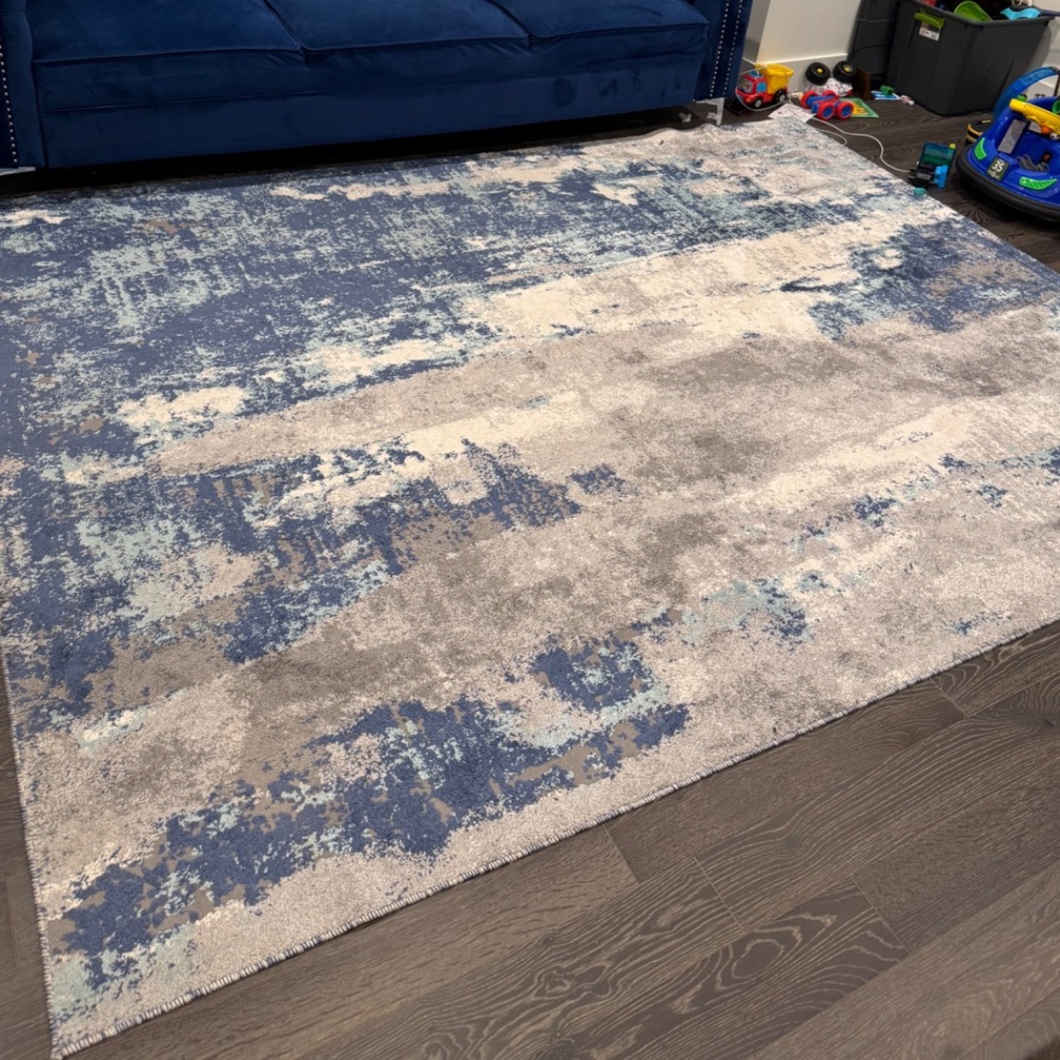 Abstract Modern Blue/Grey Area Rug - image-3