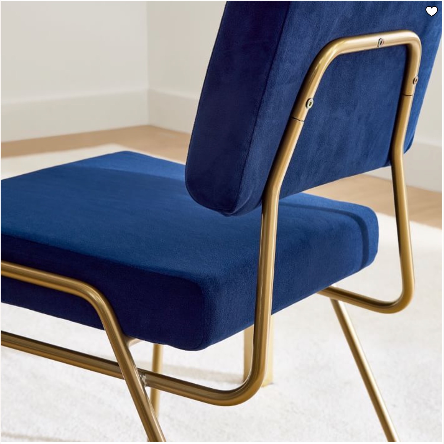 West Elm Wire Frame Blue Velvet Dining Chairs - image-1