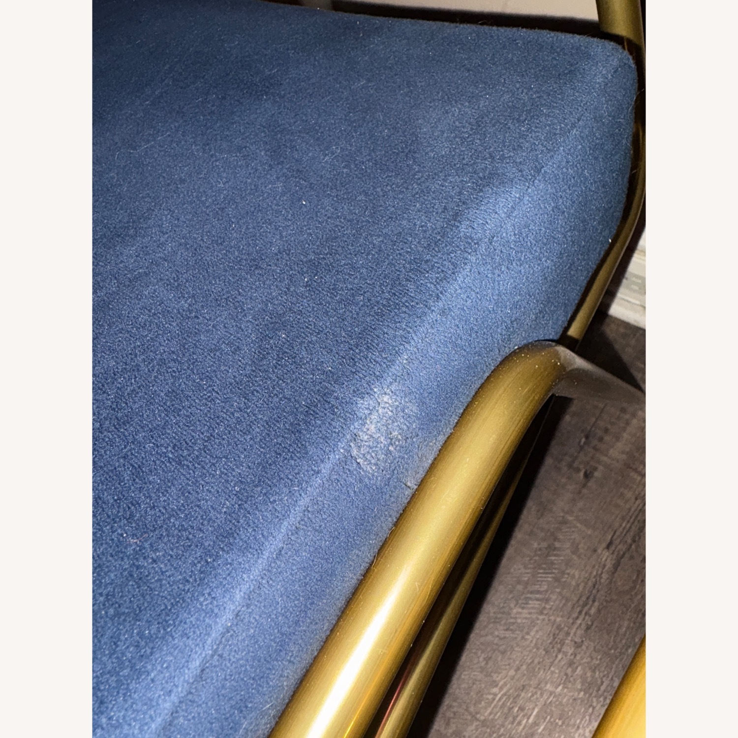 West Elm Wire Frame Blue Velvet Dining Chairs - image-3