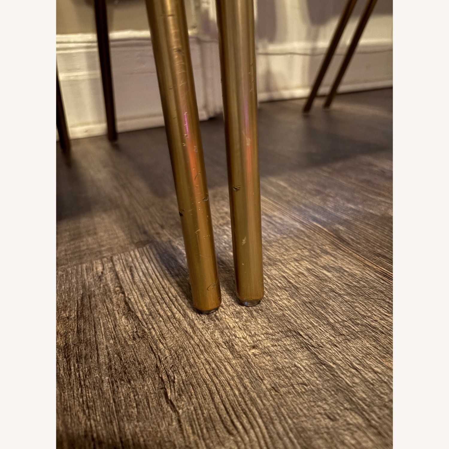 West Elm Wire Frame Blue Velvet Dining Chairs - image-6