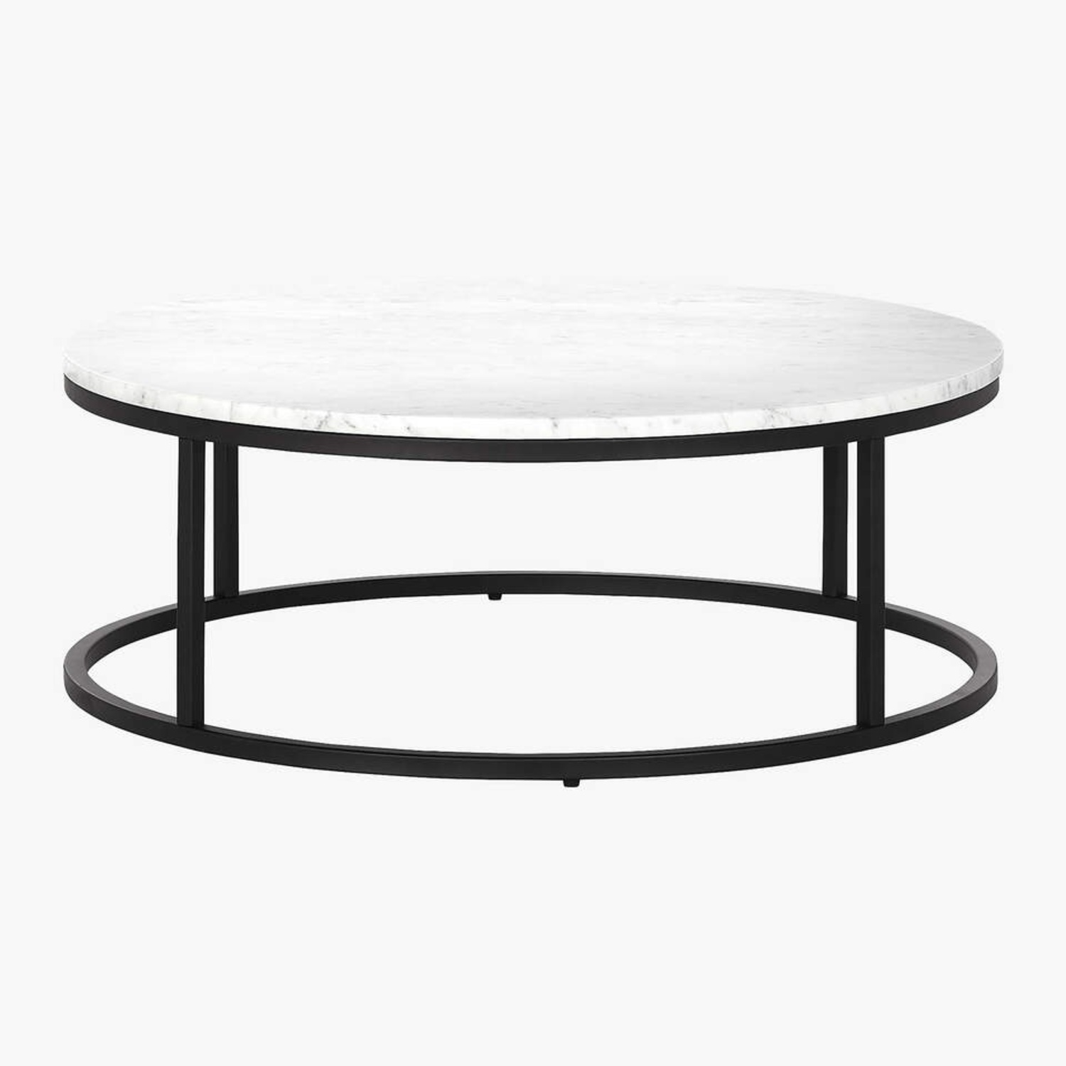 CB2 Smart 33" Round Marble Brass Coffee Table - image-4