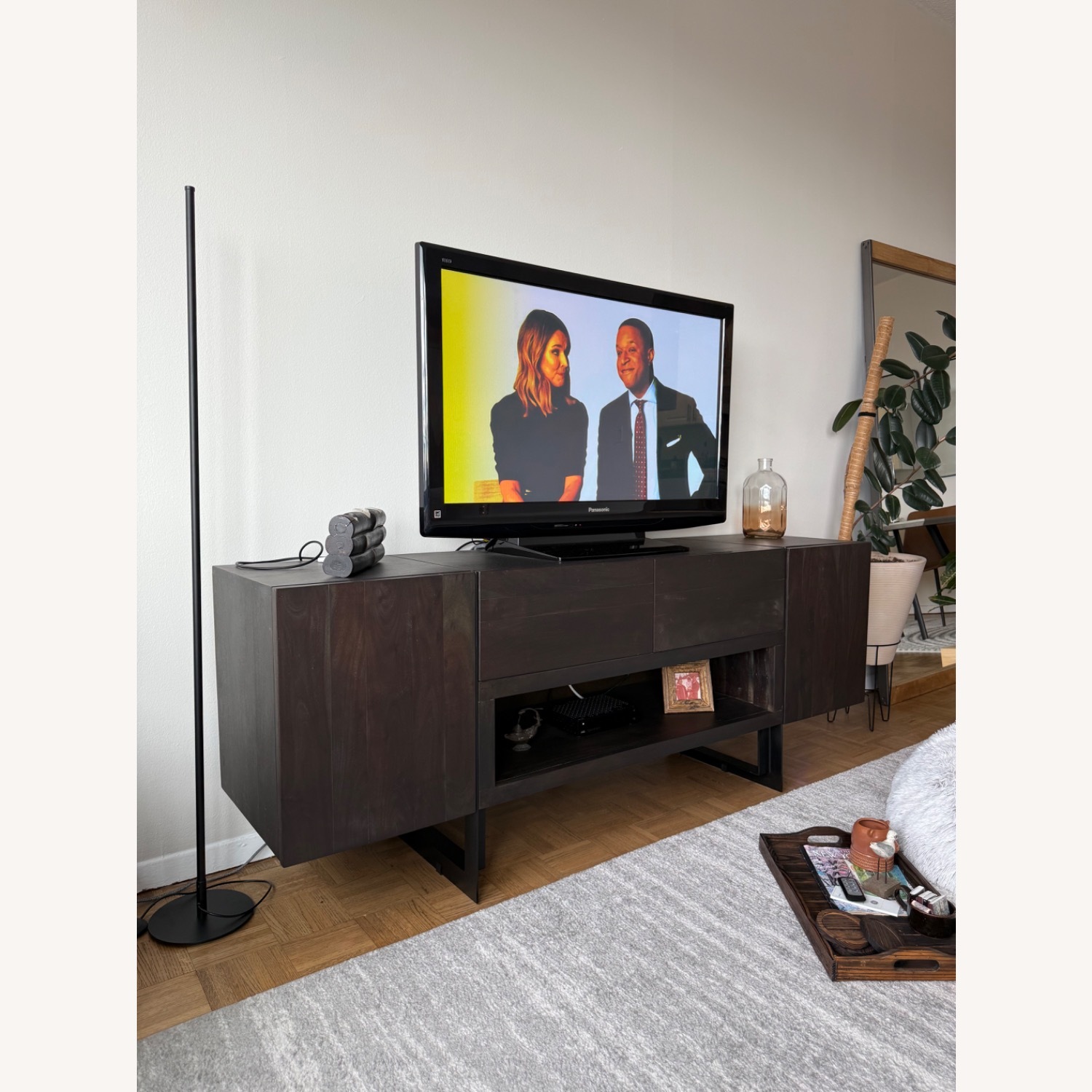 West Elm Modern Solid Wood & Iron Media Console - image-1
