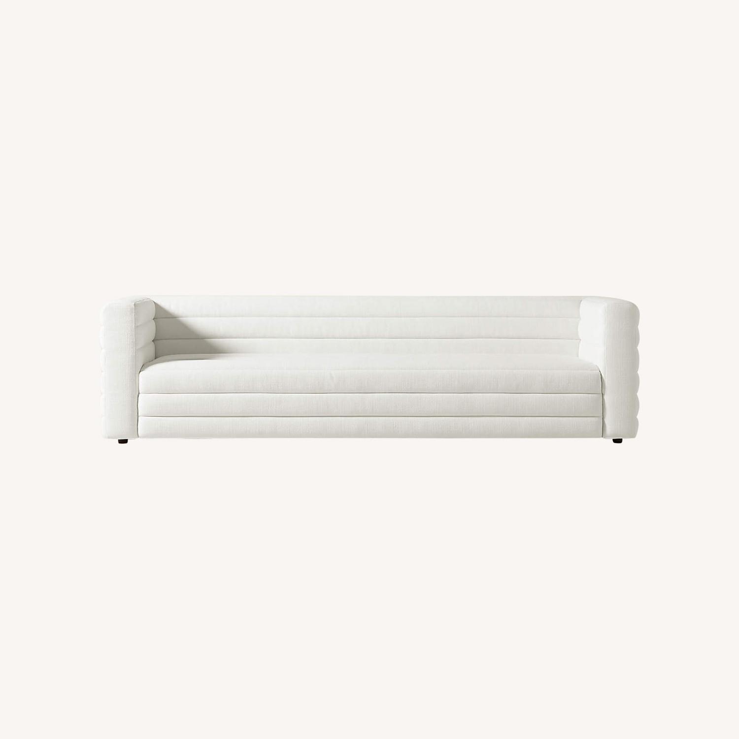 Strato Channeled Ivory Sofa 103” - image-0