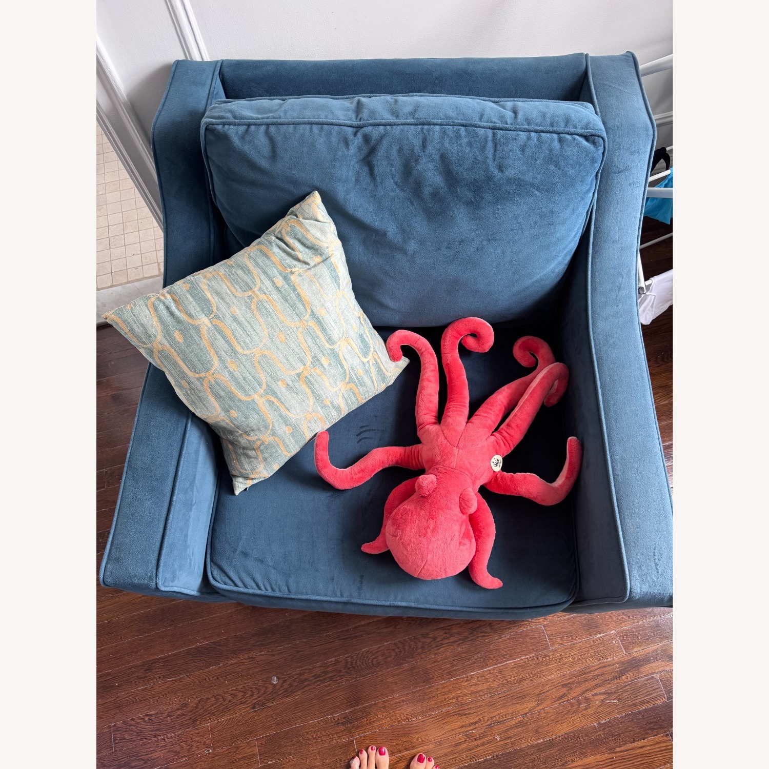 West Elm Paidge Blue Lagoon Armchair - image-4