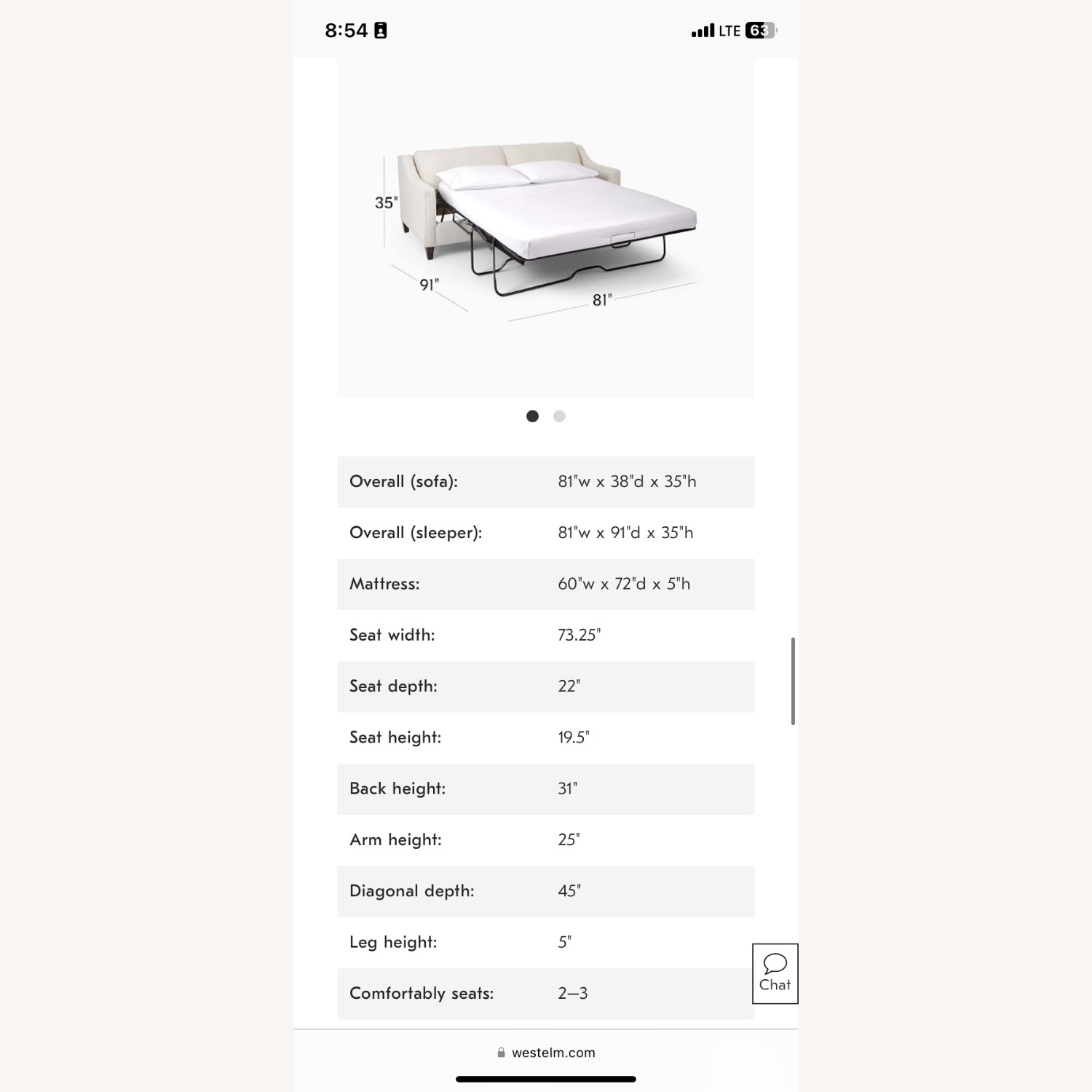 Paidge Sleeper Sofa (81") - image-4