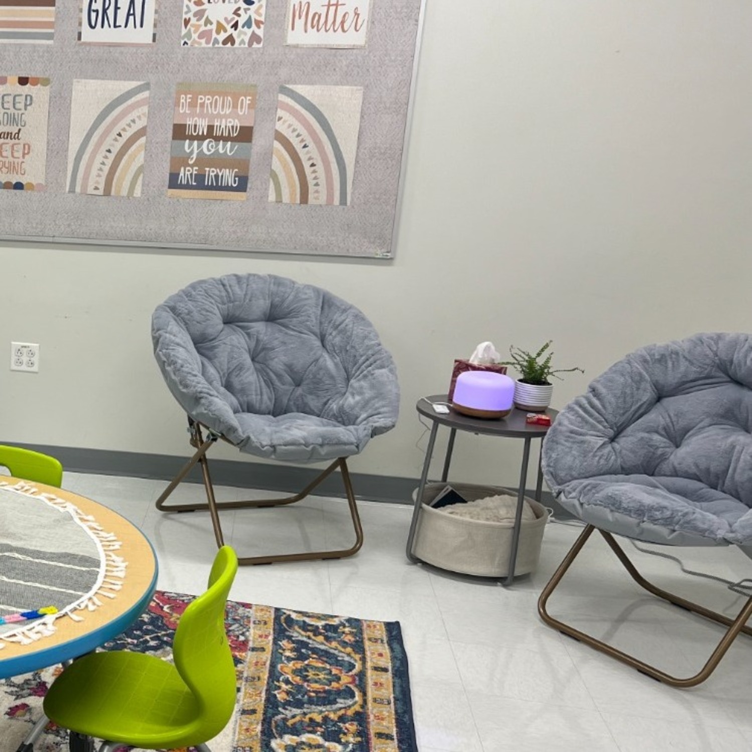 Faux Fur Moon Chairs, Set of 2 (Grey) - image-2