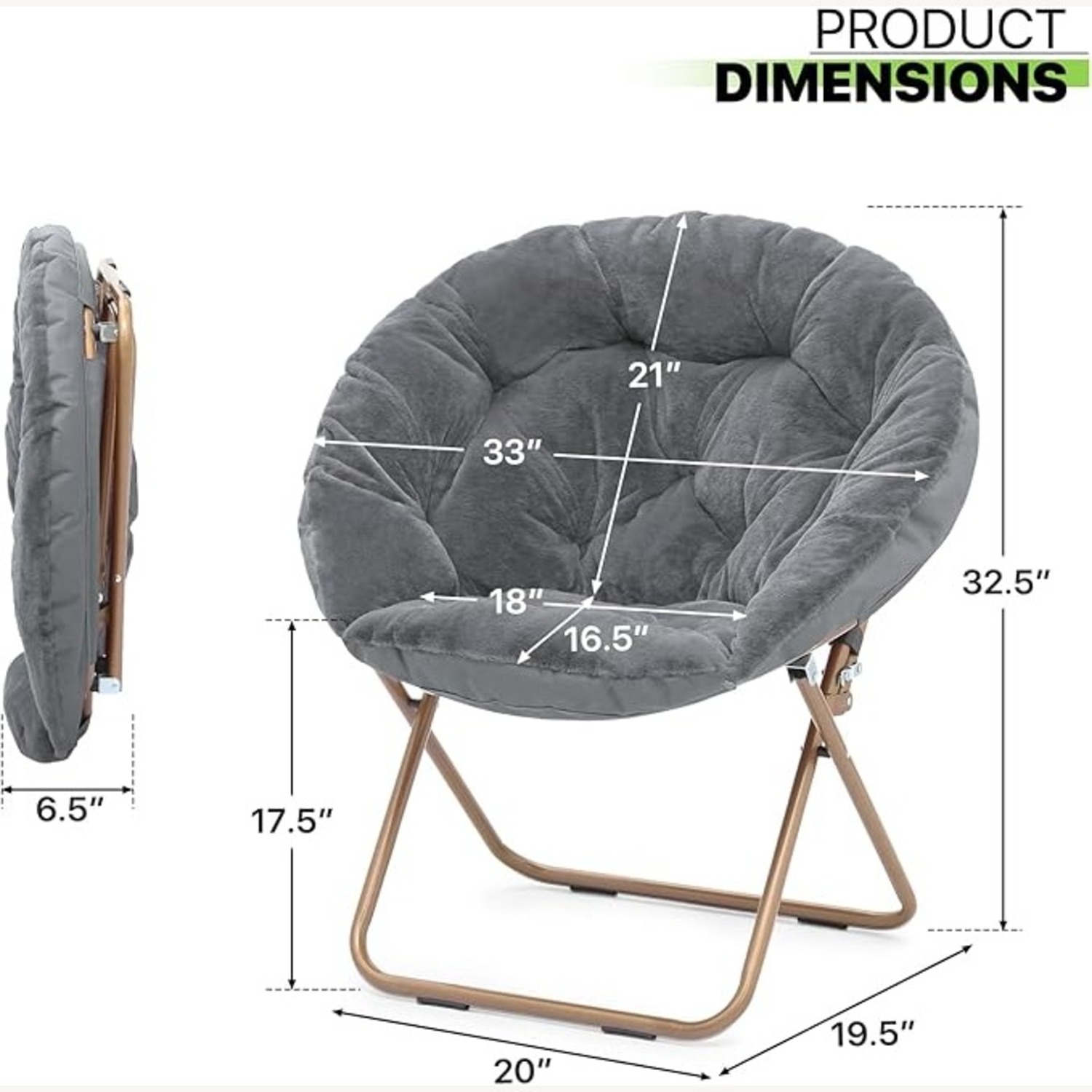 Faux Fur Moon Chairs, Set of 2 (Grey) - image-3