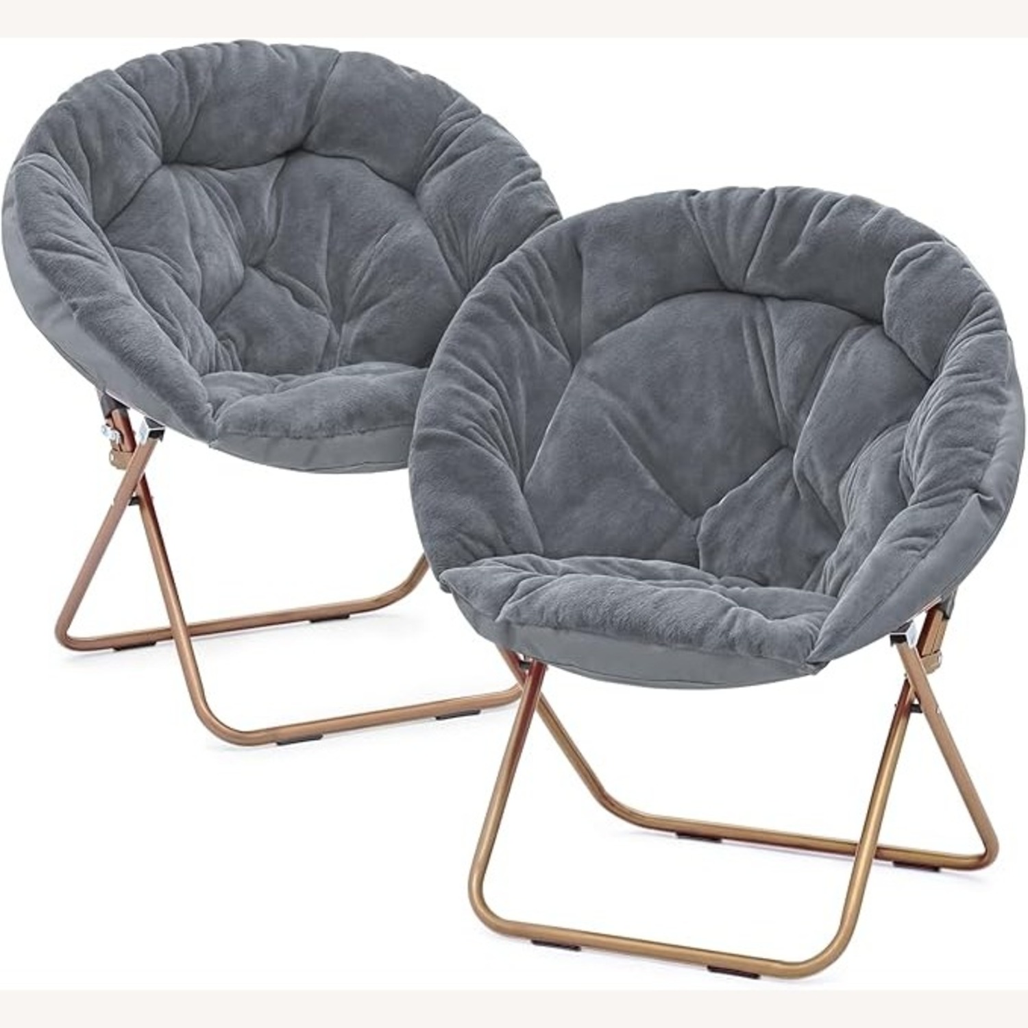 Faux Fur Moon Chairs, Set of 2 (Grey) - image-1
