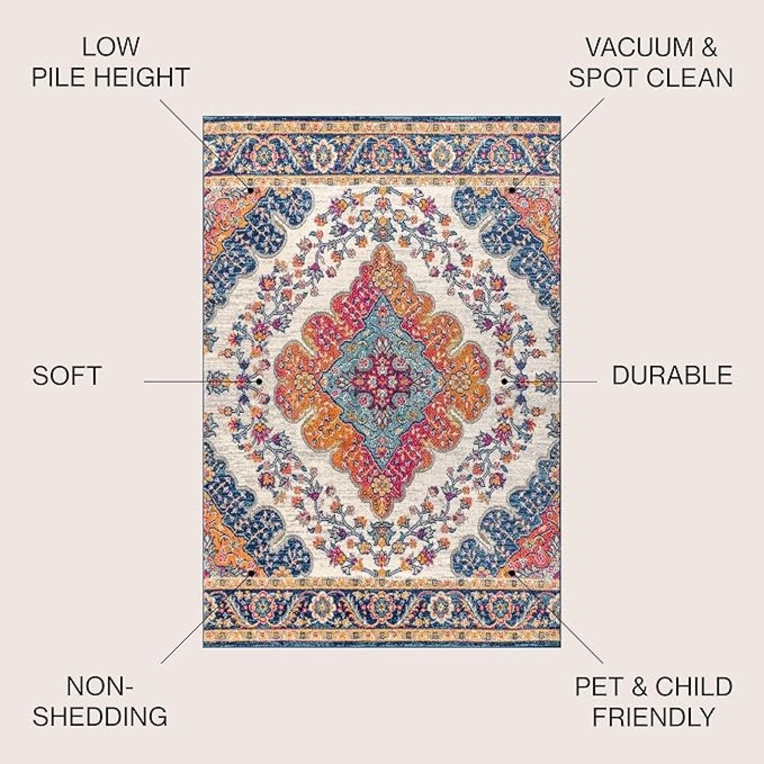 8x10 Vintage Boho Area Rug – Multicolor - image-2