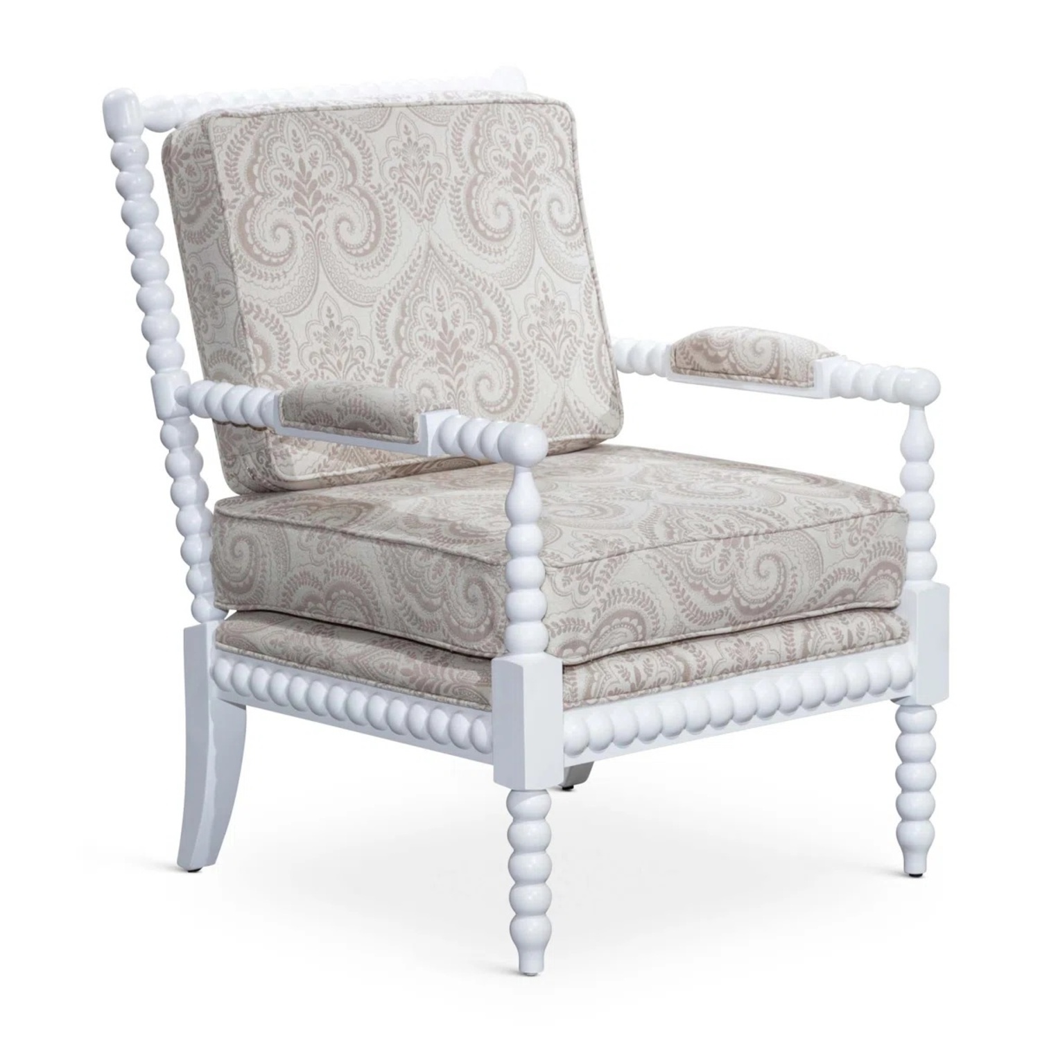 2 Spindle Accent Chairs White Cushions - image-4