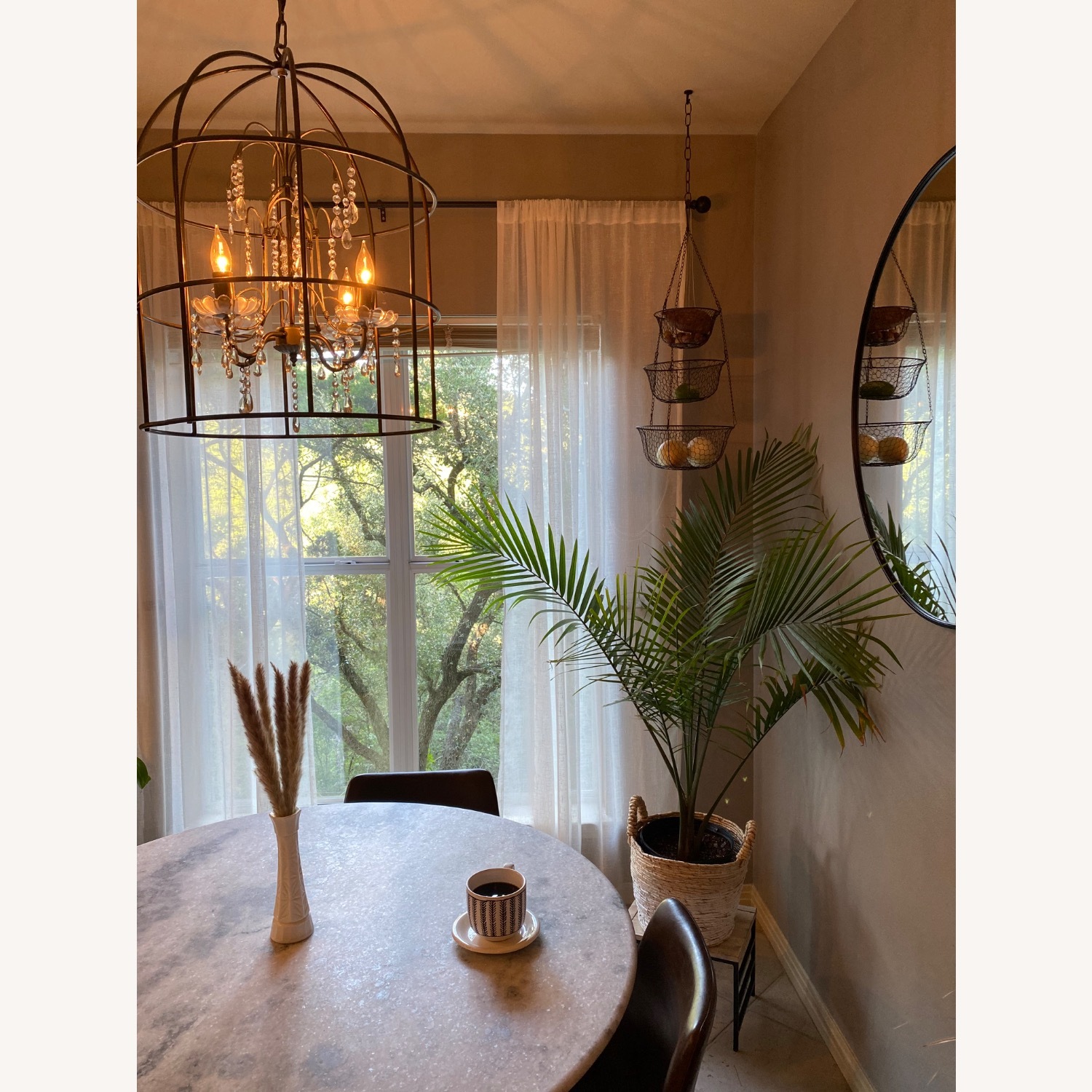 Metal Birdcage Chandelier W Crystals  - image-2