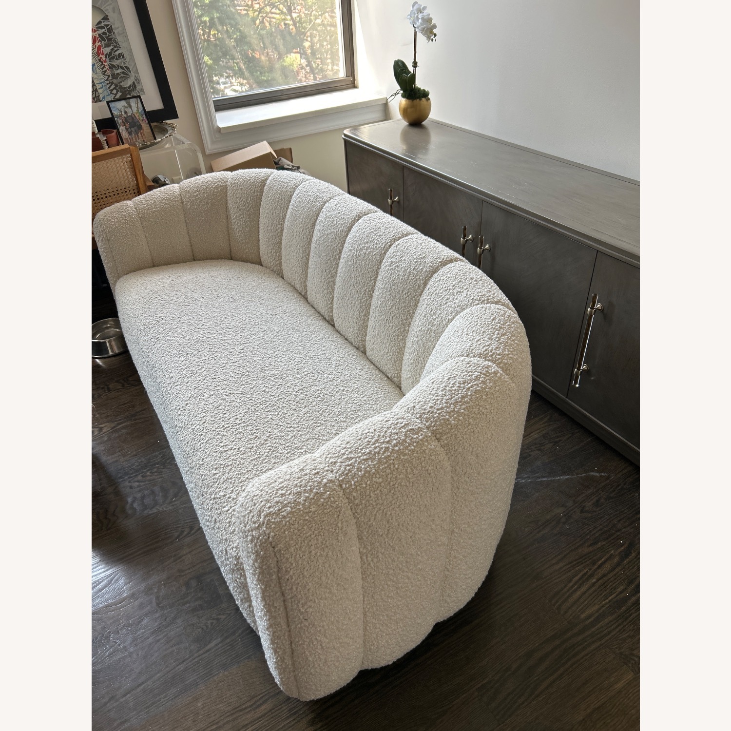 CB2 Fitz 72.5" Channeled White Bouch - image-3