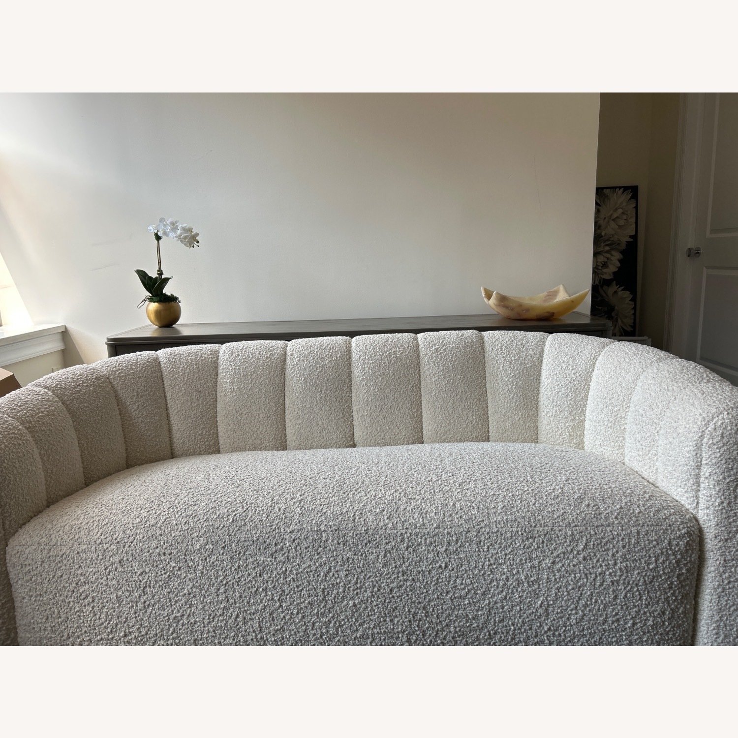 CB2 Fitz 72.5" Channeled White Bouch - image-1