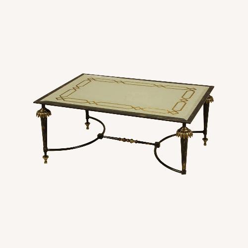 Used LaBARGE Black Iron & Glass Coffee Table for sale on AptDeco