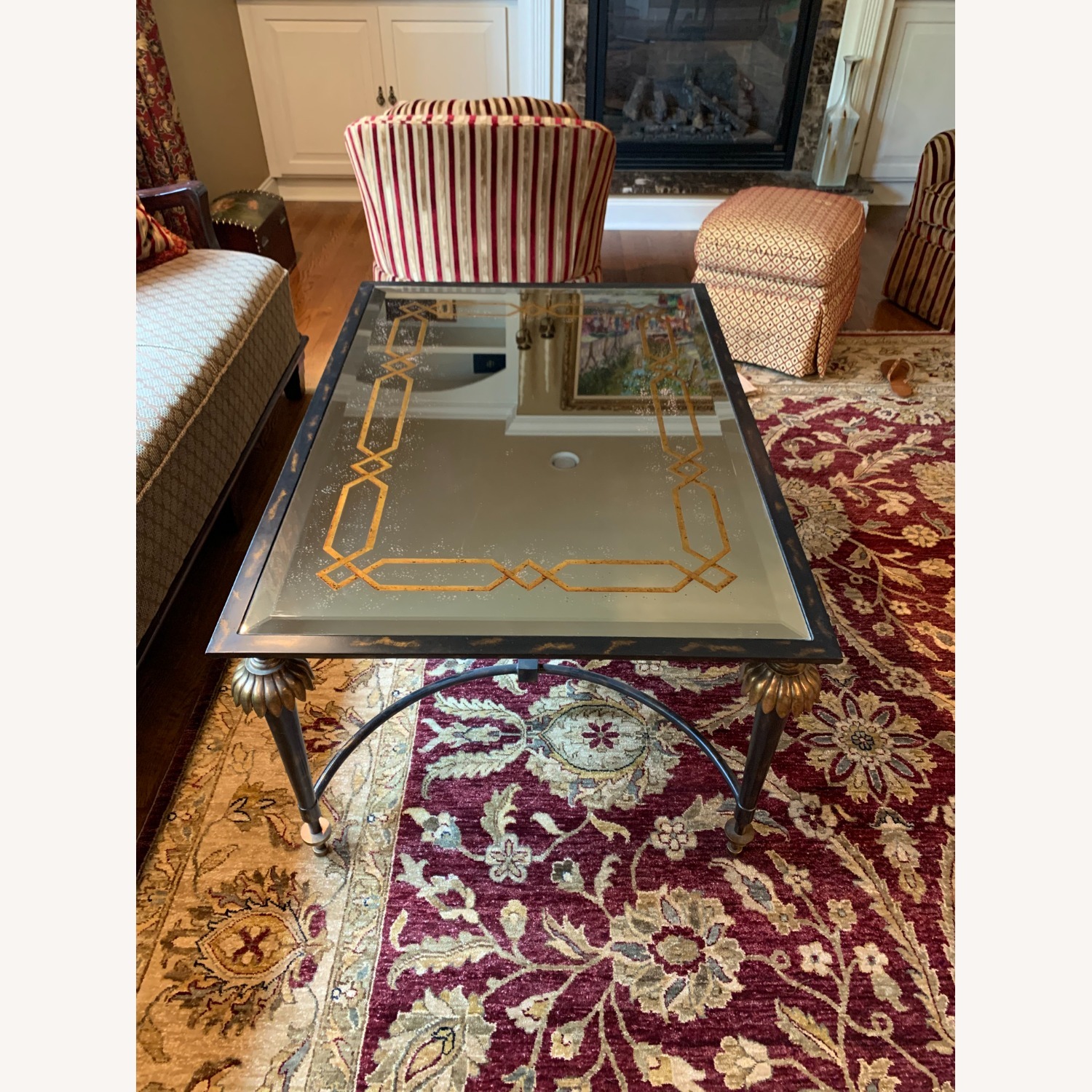 LaBARGE Black Iron & Glass Coffee Table - image-2