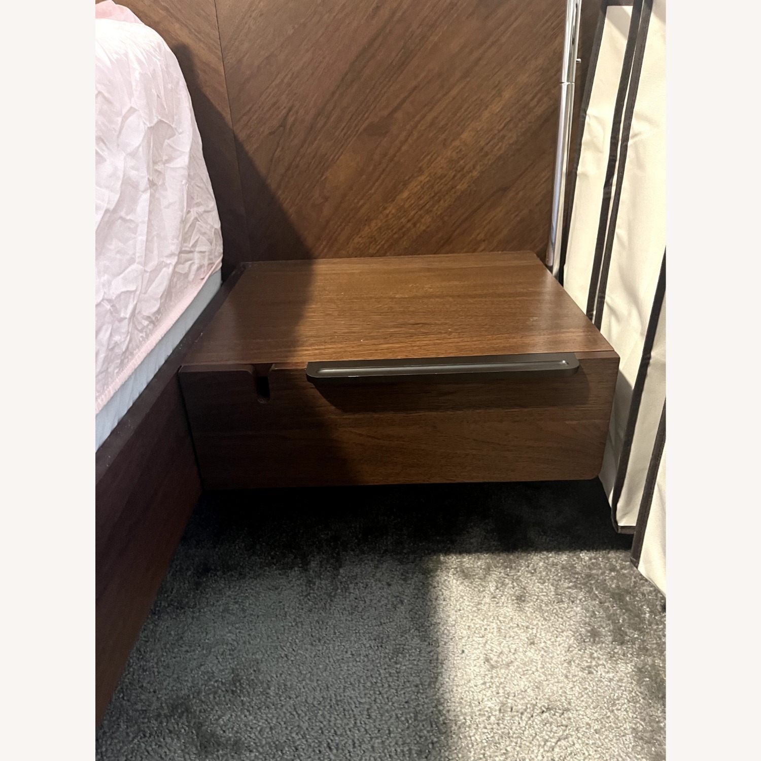 Article Nera Queen Bed Frame with Nightstands Set Walnut - image-4