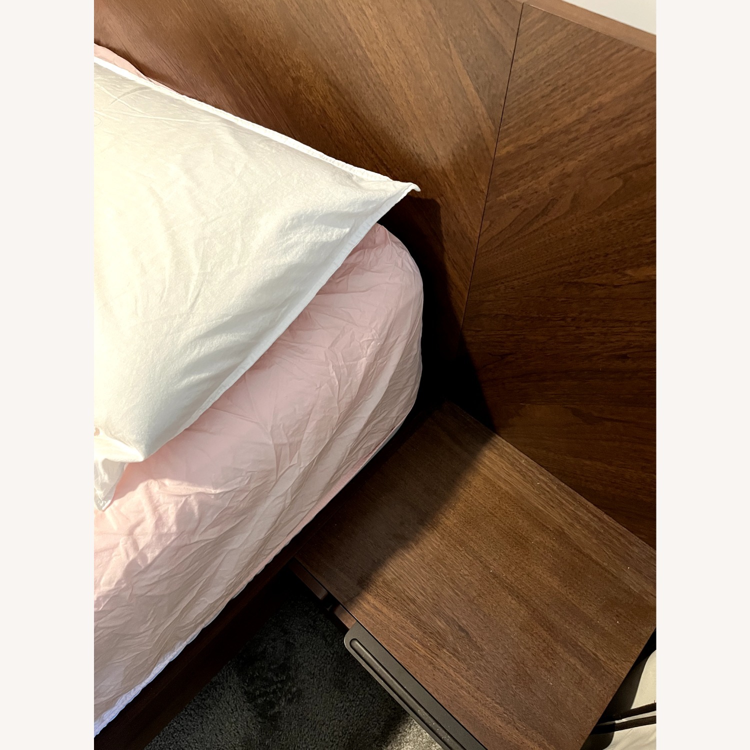 Article Nera Queen Bed Frame with Nightstands Set Walnut - image-2